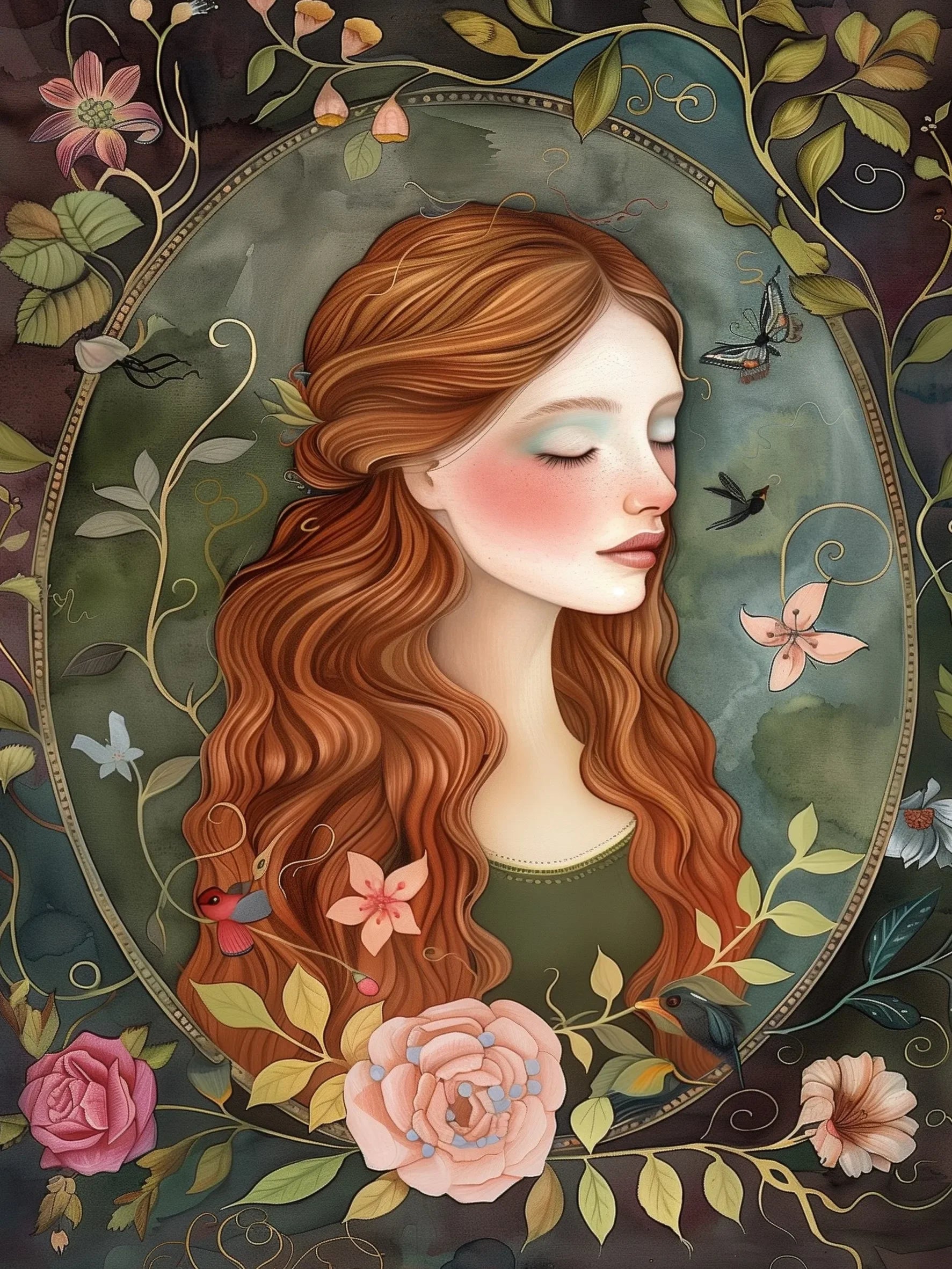 Unframed Canvas Floral Lady Art Print Poster Wall Art for Home Living Room Bedroom Decor & Perfect Present