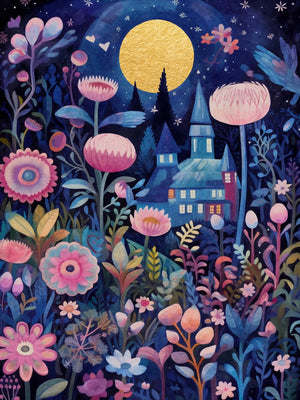 Unframed Canvas Whimsical Gardens Art Print Poster Fashion Wall Decor for Living Room Bedroom Home Decoration & Gift Choice