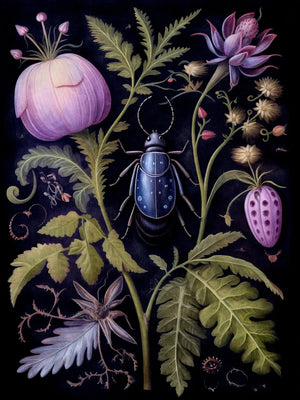 Botanical Beetles Retro Landscape Unframed Canvas Wall Art Poster Print For Home Living Room Bedroom Decor