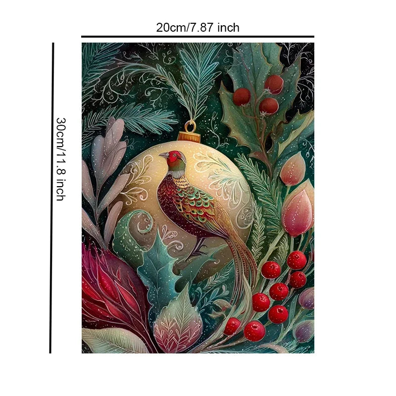 Animals in Christmas Baubles Canvas Unframed Wall Art Print Poster For Living Room Bedroom Home Decor Nice Gifts
