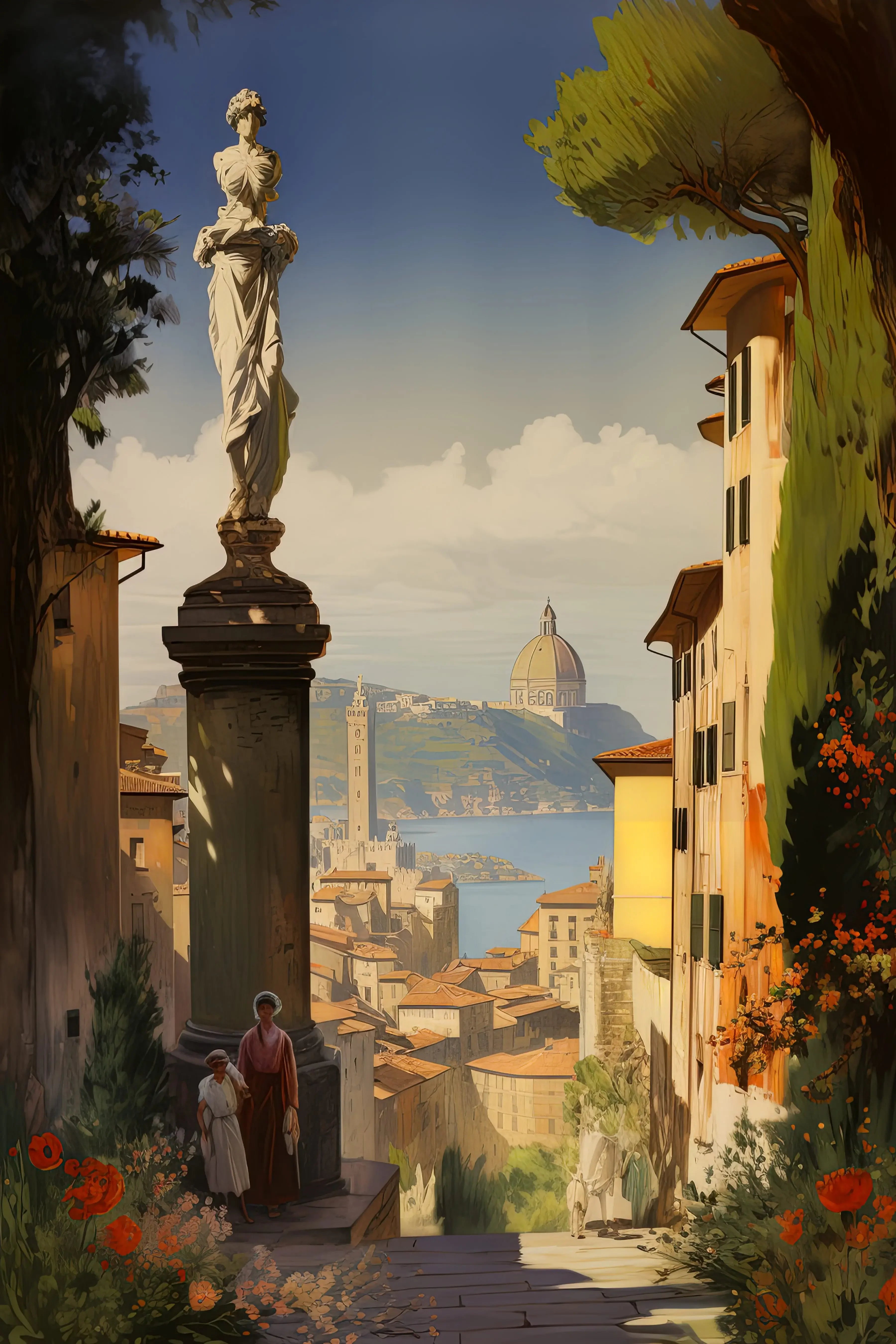 Unframed Canvas Vintage Italy Artwork Print Poster Wall Art for Home Living Room Bedroom Decor & Lovely Gift