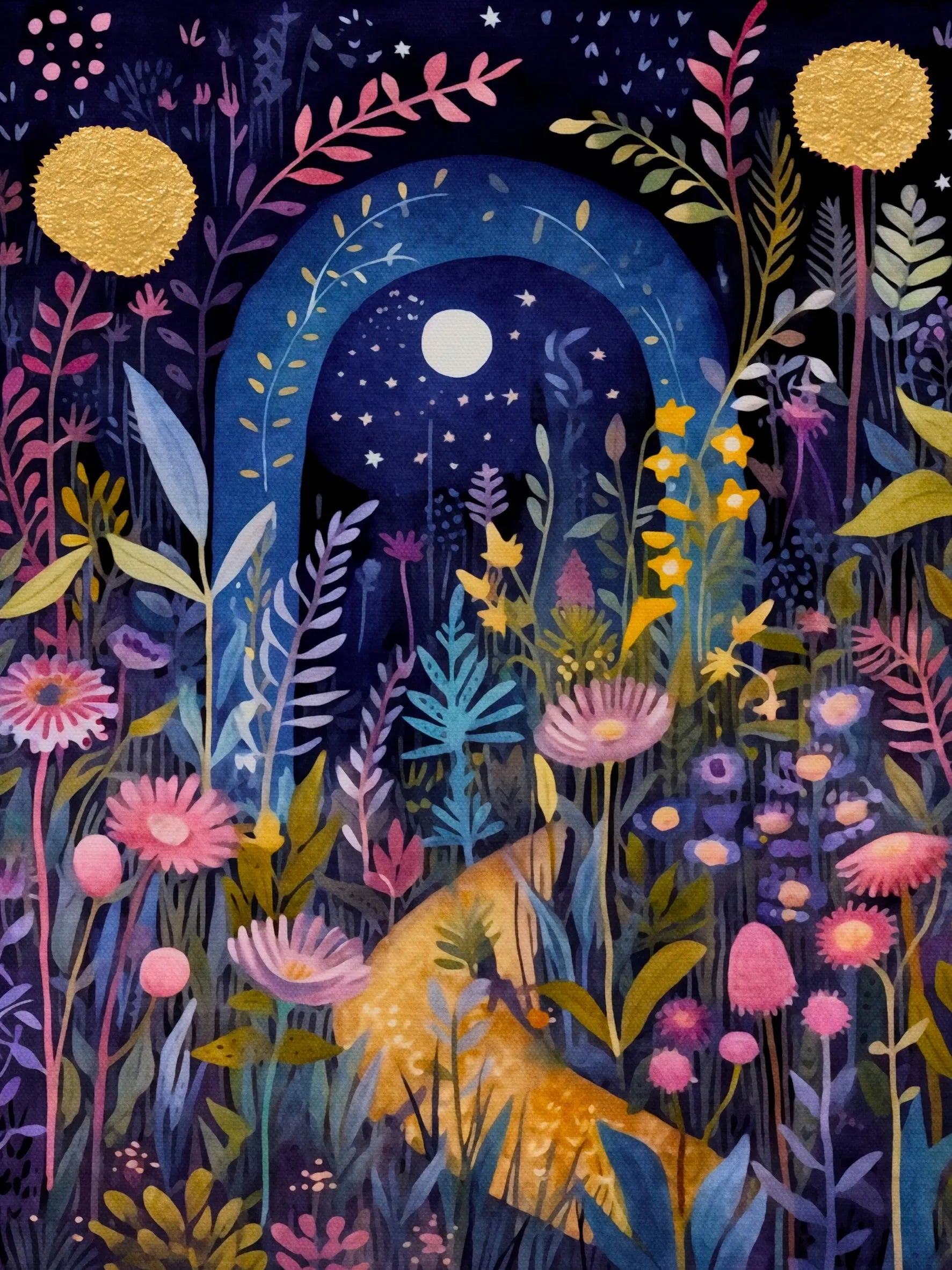 Unframed Canvas Whimsical Gardens Art Print Poster Fashion Wall Decor for Living Room Bedroom Home Decoration & Gift Choice