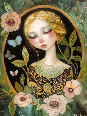 Unframed Canvas Floral Lady Art Print Poster Wall Art for Home Living Room Bedroom Decor & Perfect Present