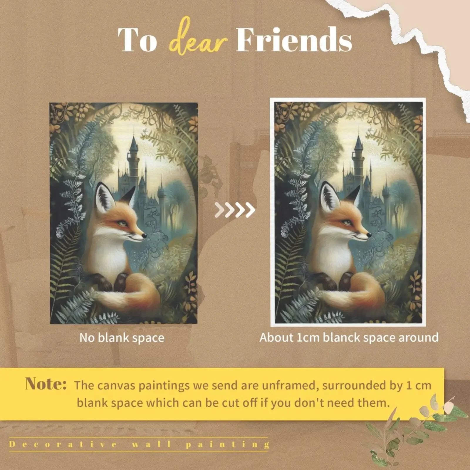 Fox & Fern Unframed Canvas Art Print Poster Warm Wall Decor for Living Room Bedroom & Beautiful Present