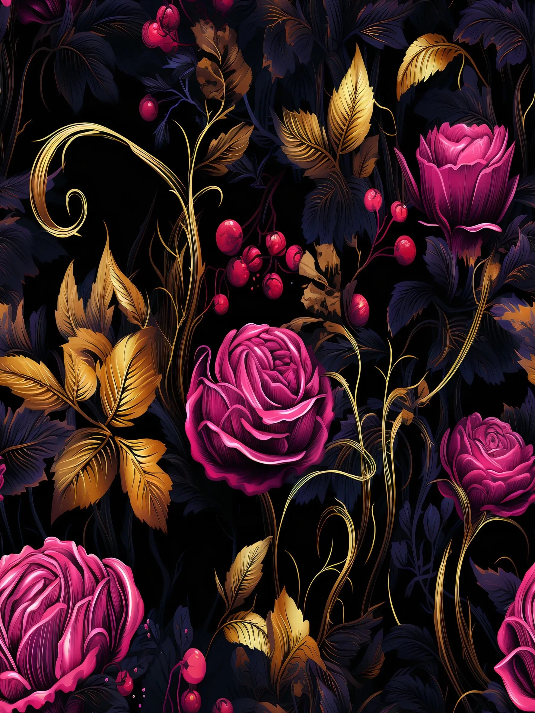 Retro Dark Roses Unframed Canvas Art Print Unframed Wall Poster For Living Room Bedroom Home Decor And Nice Gifts