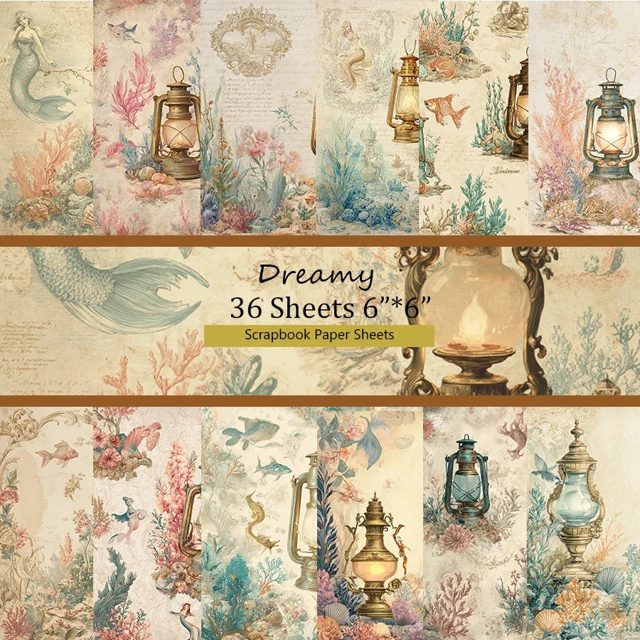 36 Sheets 6"x6" Scrapbook Paper Pack: Vintage Map & Flower Prints for Scrapbooking, Origami, Junk Journal & Card DIY .