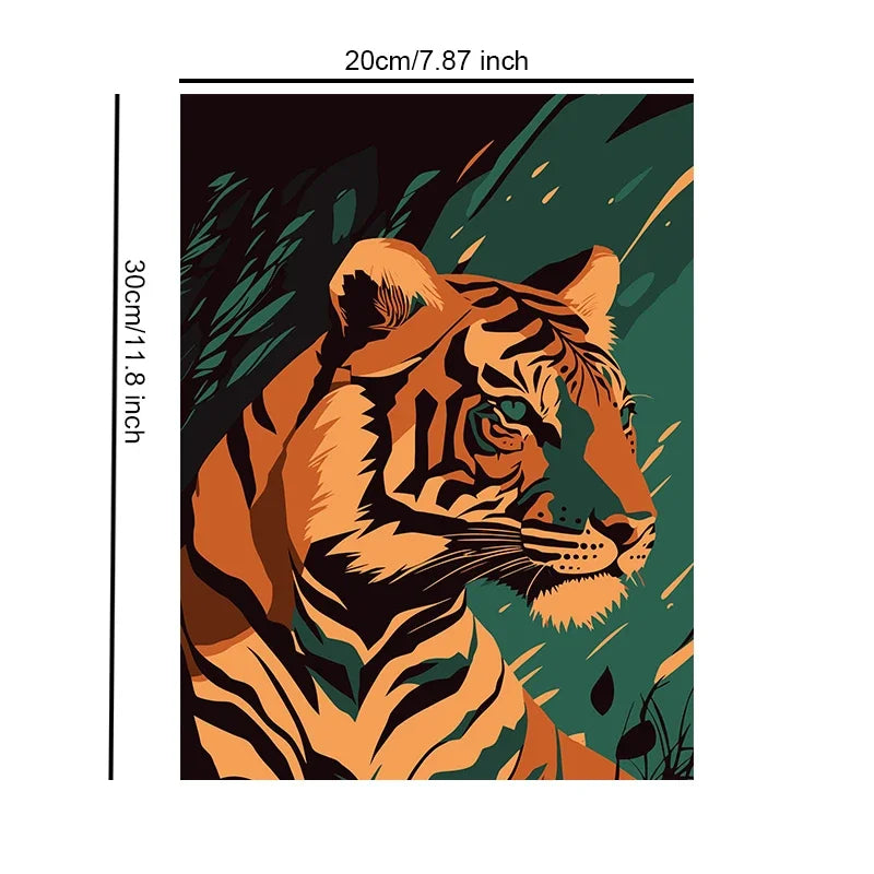 Canvas Art Tiger Illustration Art Print Unframed Wall Poster Home Decoration for Bedroom Living Room & Great Present