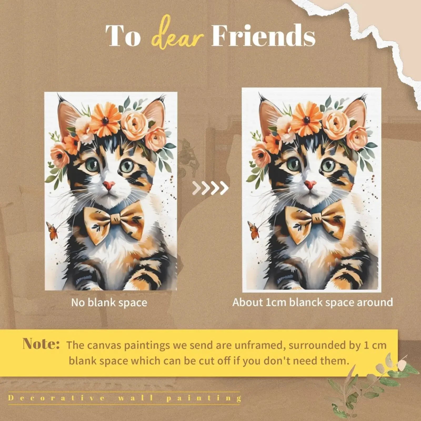 Calico Kitten Unframed Canvas Poster Wall Art Print For Home Living Room Bedroom Decor Nice Gift