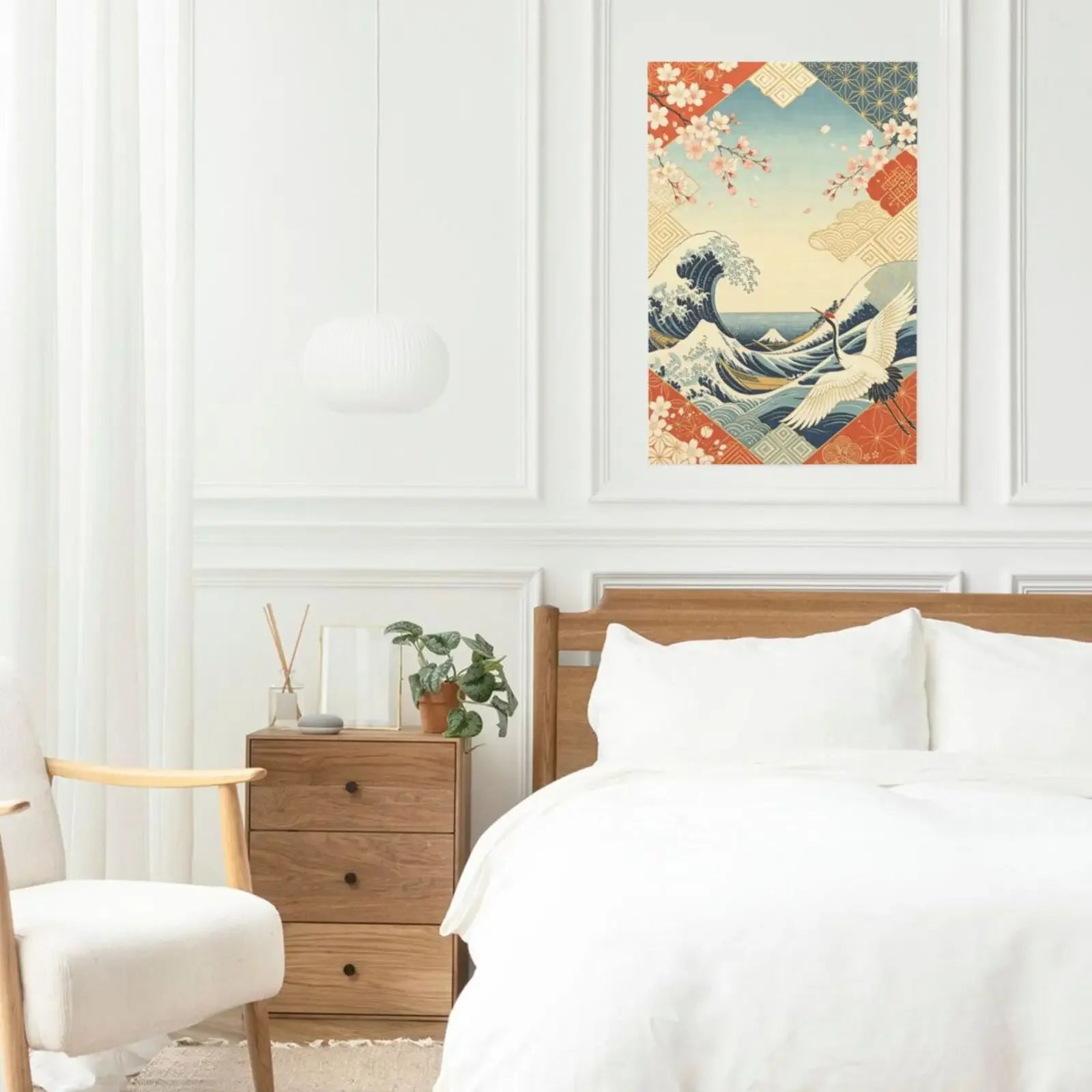 Japanese Retro Unframed Canvas Art Print Wall Poster Stylish Home Decor for Bedroom Living Room & Sweet Gift