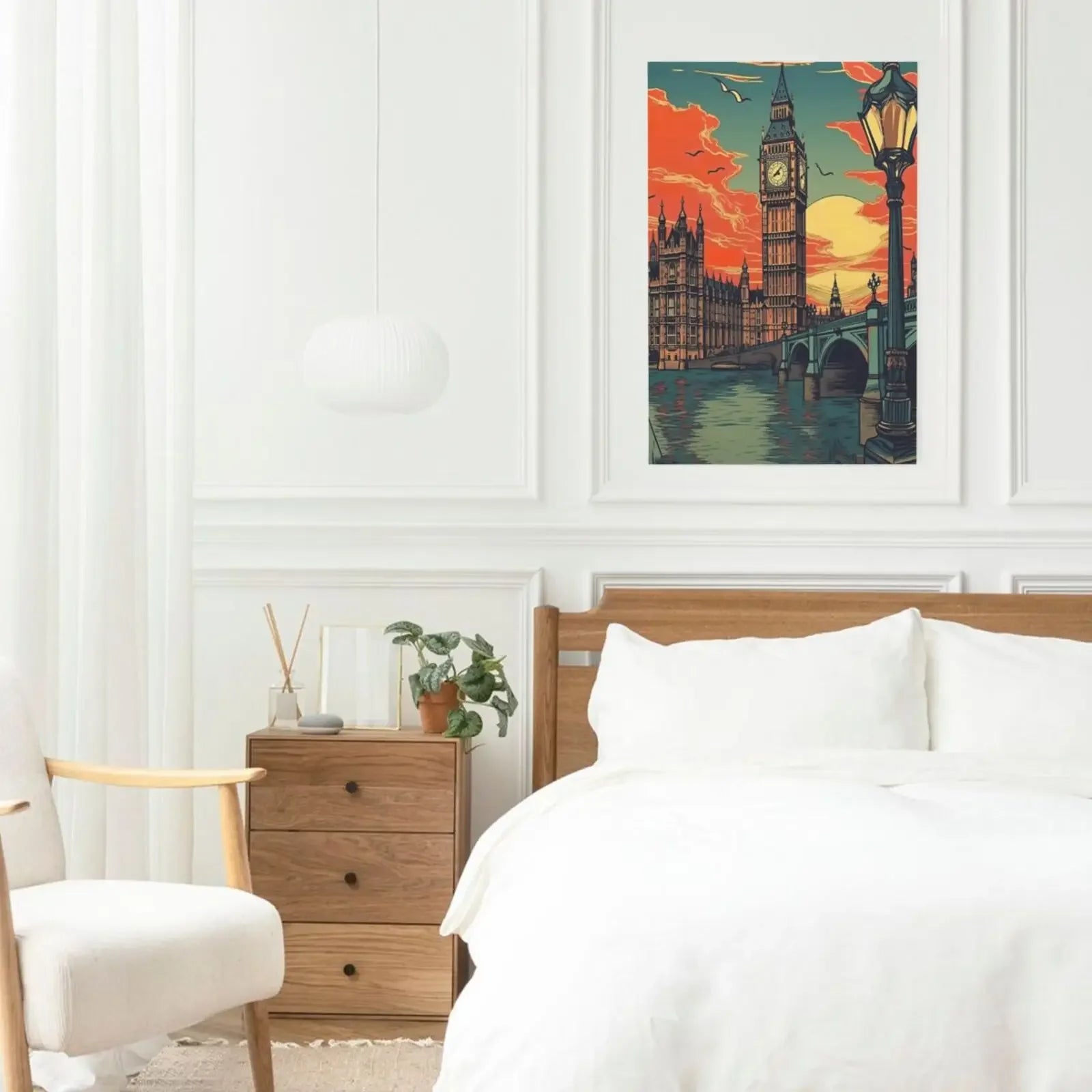 Canvas Art Unframed Vintage Travel Britain Wall Poster Chic Home Decoration for Living Room Bedroom & Perfect Present