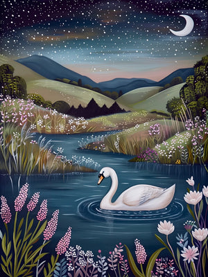 Nighttime Hills Artwork Unframed Canvas Print Poster Wall Picture for Bedroom Living Room Home Decor & Lovely Gift