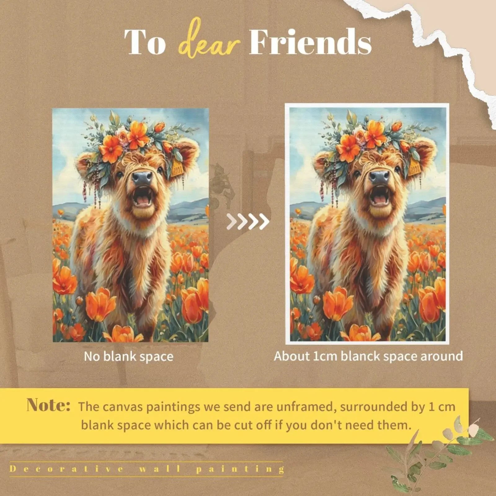 Cute Mountain Cattle Unframed Canvas Wall Art Poster Print For Home Living Room Bedroom Decor Gift