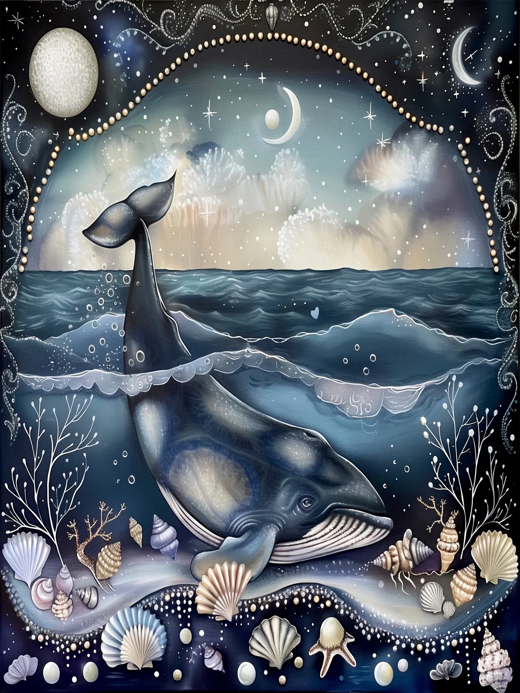 Unframed Canvas Magic Ocean Whales Print Art Poster Modern Wall Decor for Living Room Bedroom Home Decoration & Ideal Gift