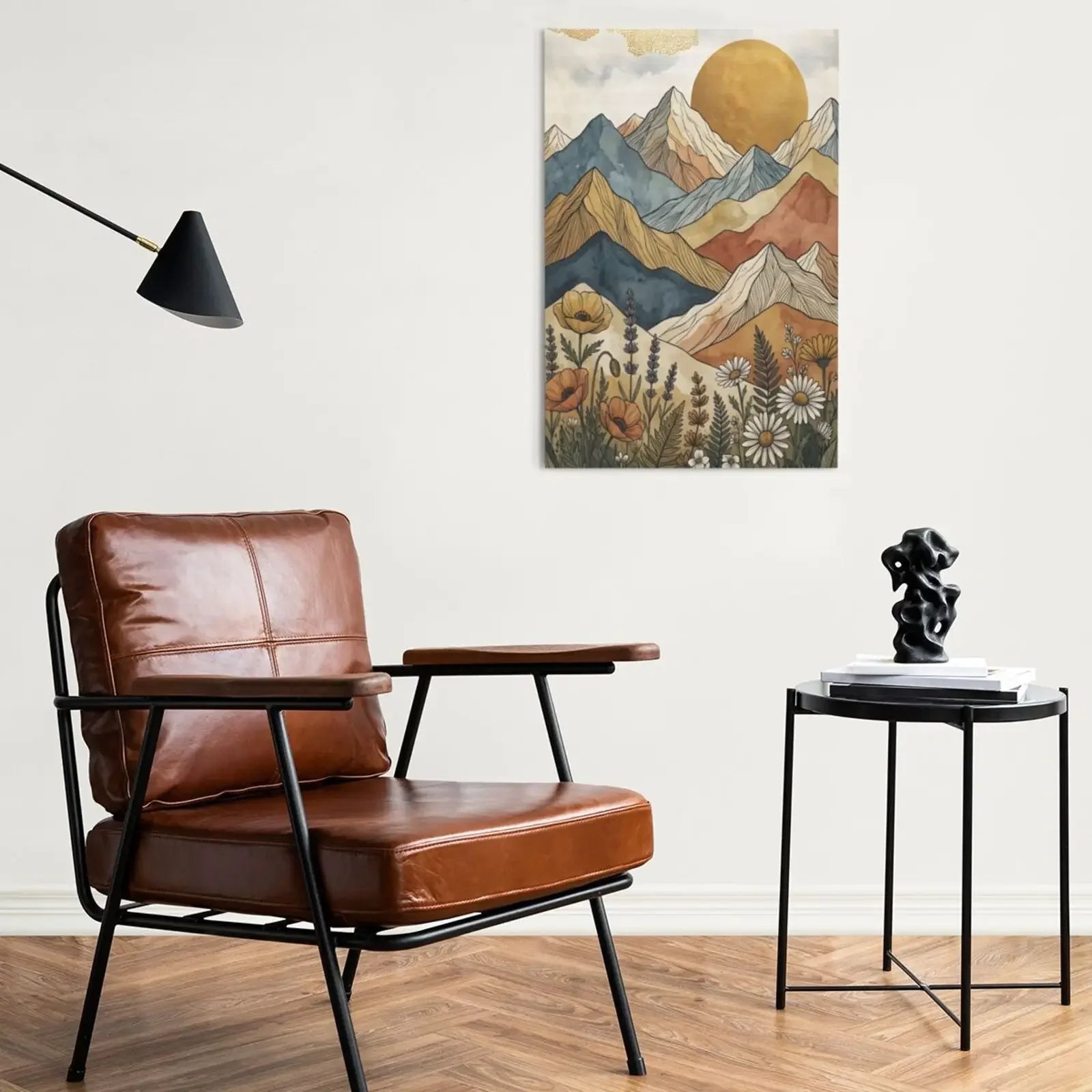 Wall Art Poster Unframed Canvas Retro Boho Celestial Mountain Print For Home Living Room Bedroom Decor Great Gifts