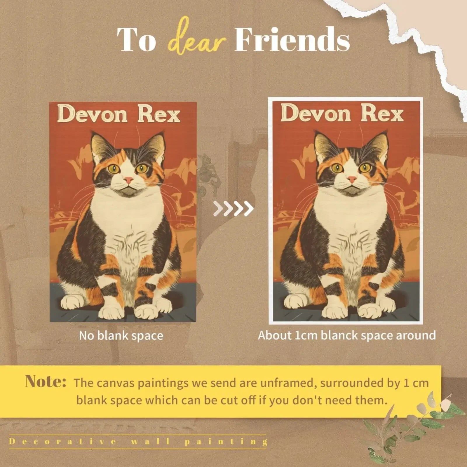 Vintage Types of Cats Style Unframed Canvas Print Wall Art Poster Home Decor for Living Room Bedroom & Fine Gift