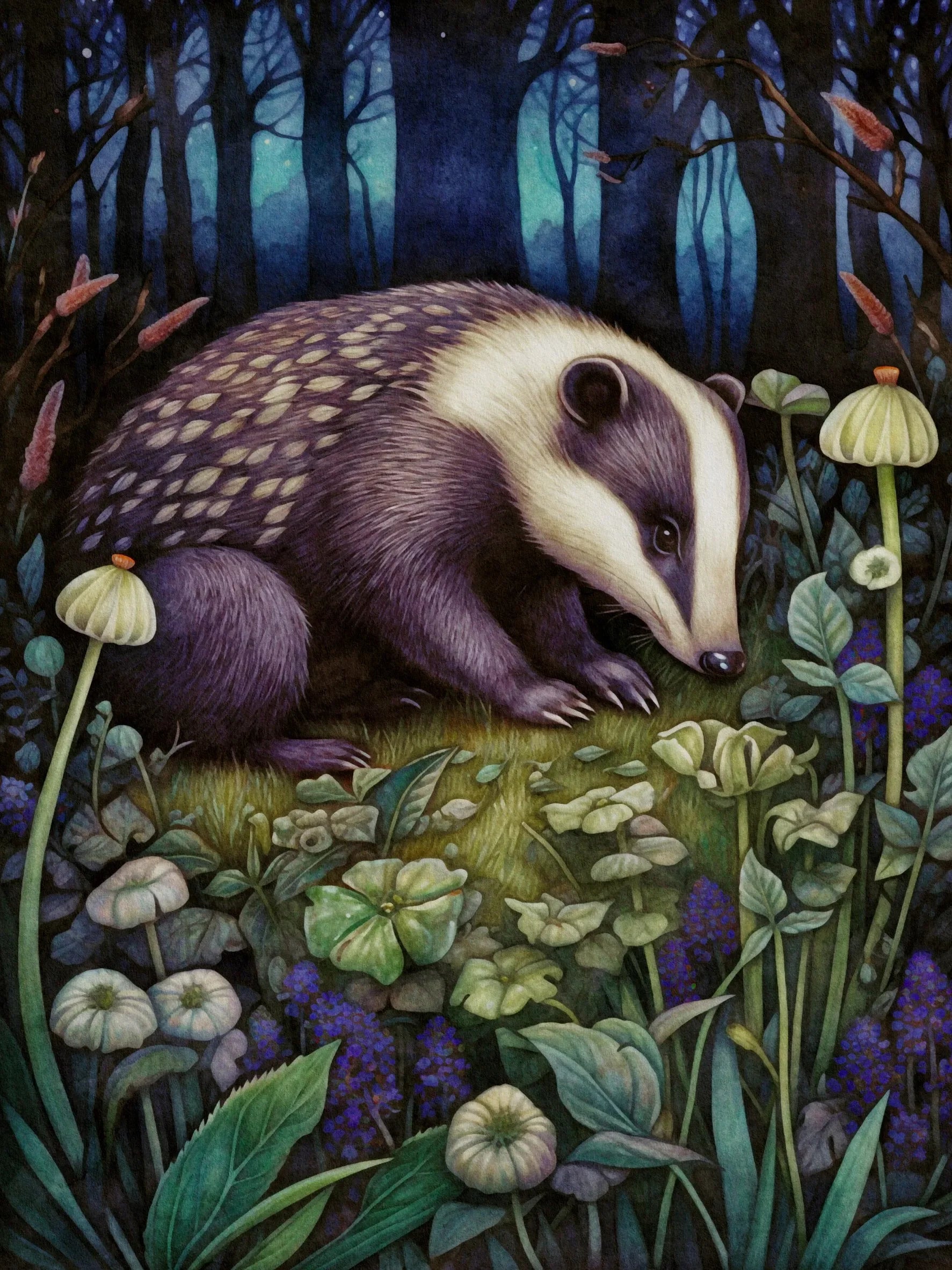 Midnight Animals Art Canvas Print Unframed Wall Poster Home Decoration for Bedroom Living Room & Great Gift Idea