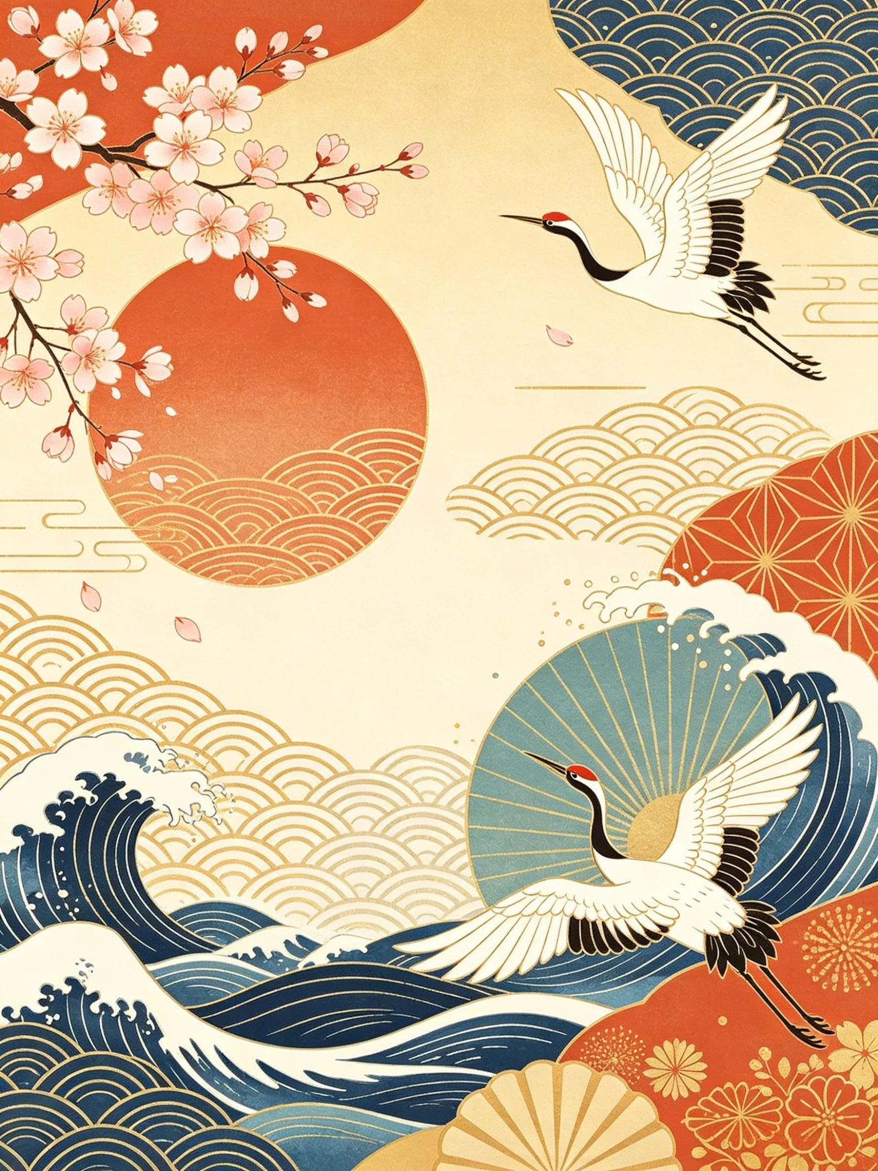 Japanese Retro Unframed Canvas Art Print Wall Poster Stylish Home Decor for Bedroom Living Room & Sweet Gift