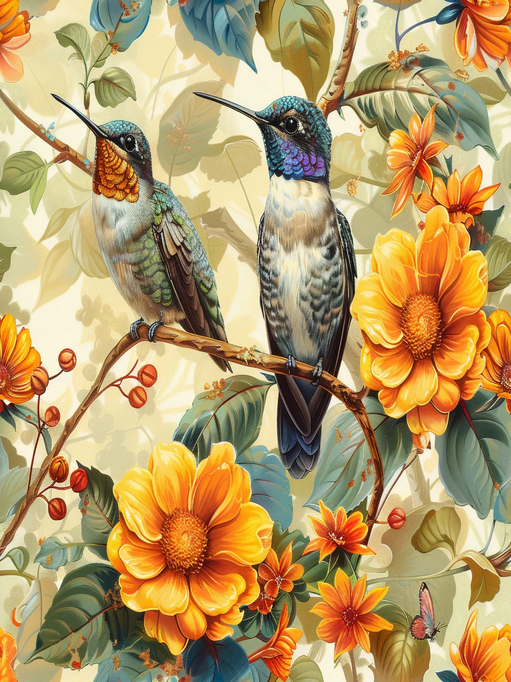 Spring Hummingbird Unframed Canvas Wall Art Print Poster Stylish Decoration for Living Room Bedroom Home & Lovely Present