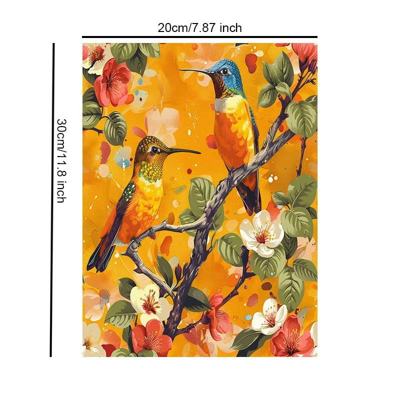 Spring Hummingbird Unframed Canvas Wall Art Print Poster Stylish Decoration for Living Room Bedroom Home & Lovely Present