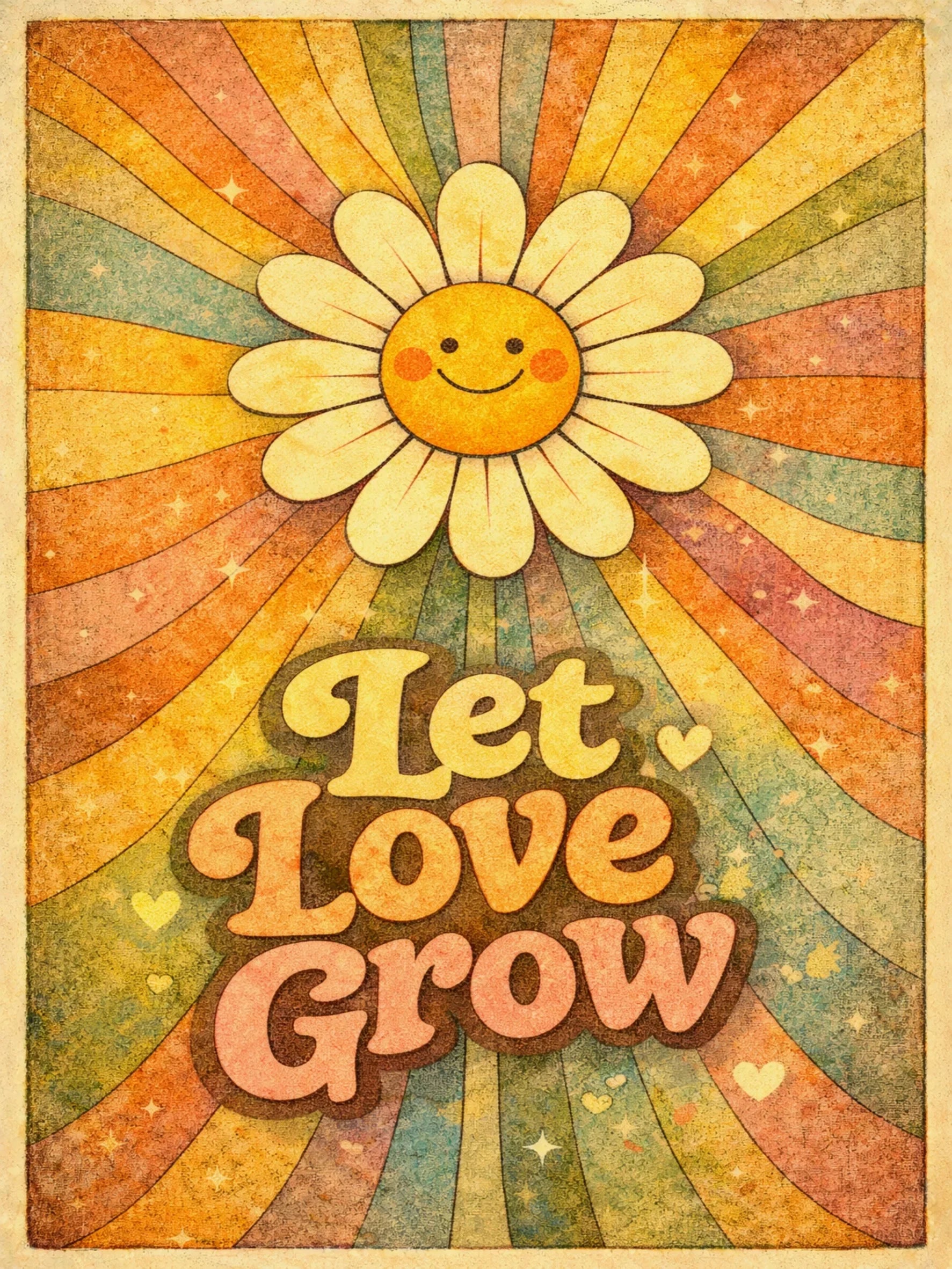 Groovy 70s Hippie Art Unframed Canvas Print Poster Wall Decor for Home Bedroom Living Room & Wonderful Present