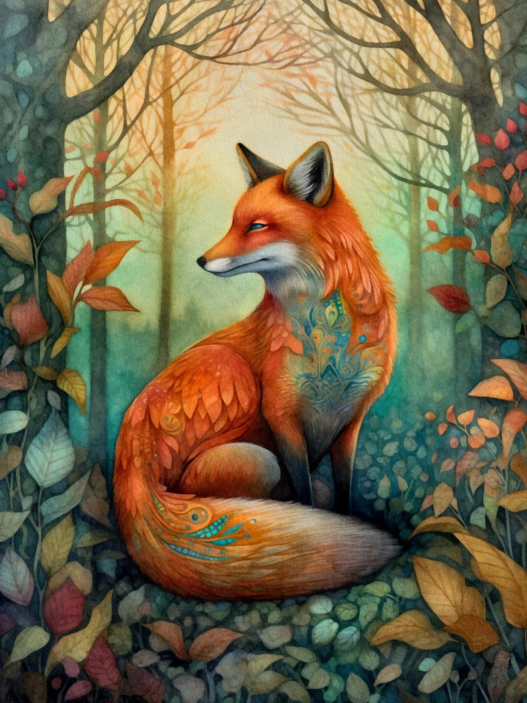Unframed Canvas Print Wall Art Decor Retro Boho Forest Animal Poster For Living Room Bedroom Home Decoration
