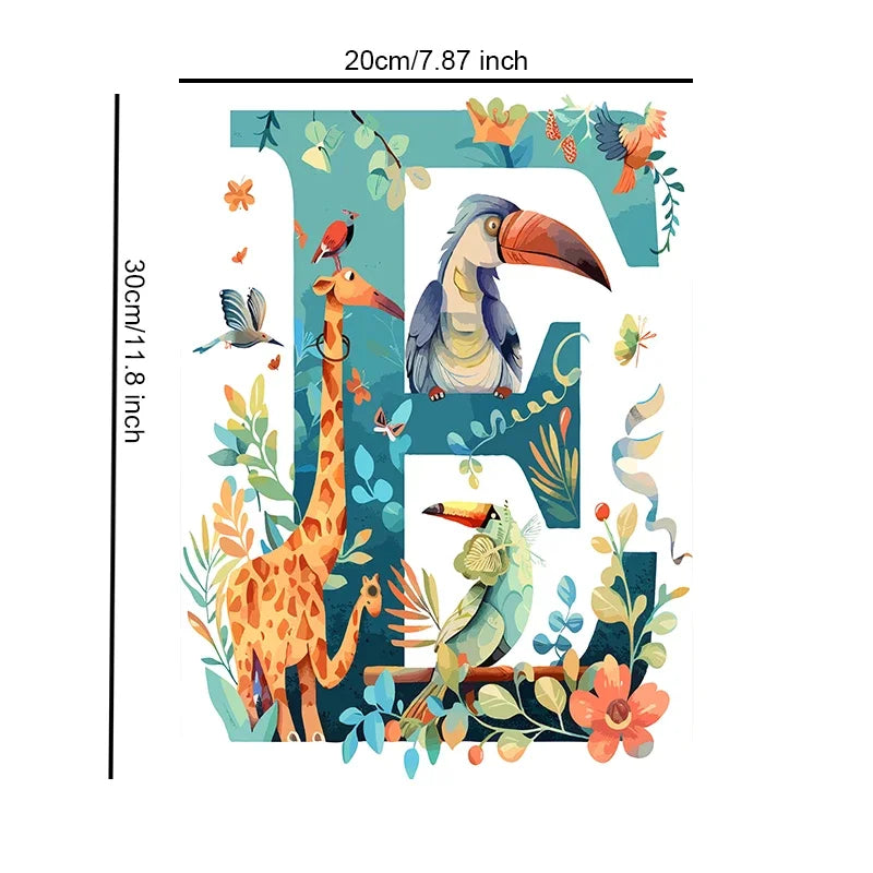 Wall Art Canvas Unframed Print Cute Animal Alphabet Poster For Home Living Room Bedroom Decoration Gifts