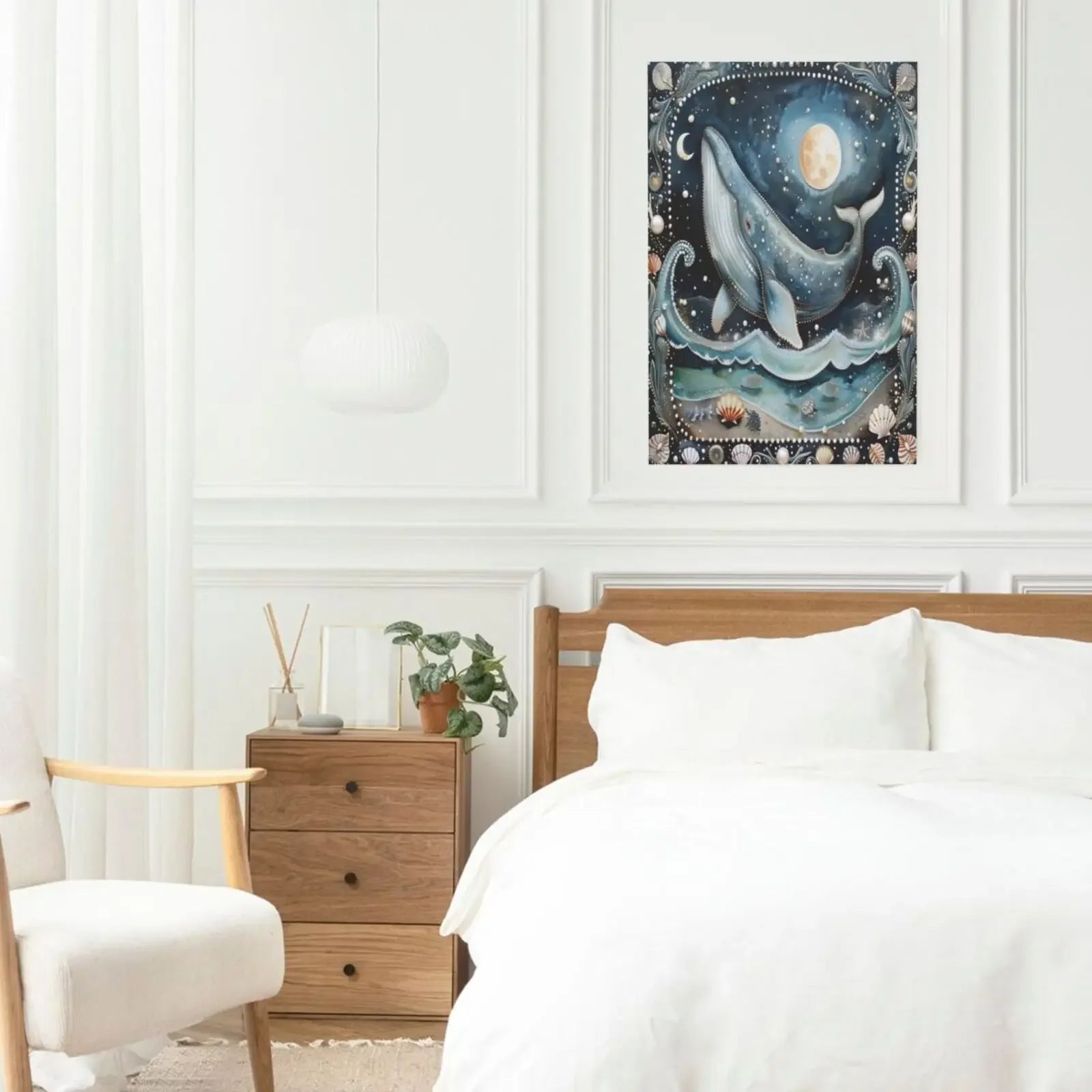 Unframed Canvas Magic Ocean Whales Print Art Poster Modern Wall Decor for Living Room Bedroom Home Decoration & Ideal Gift