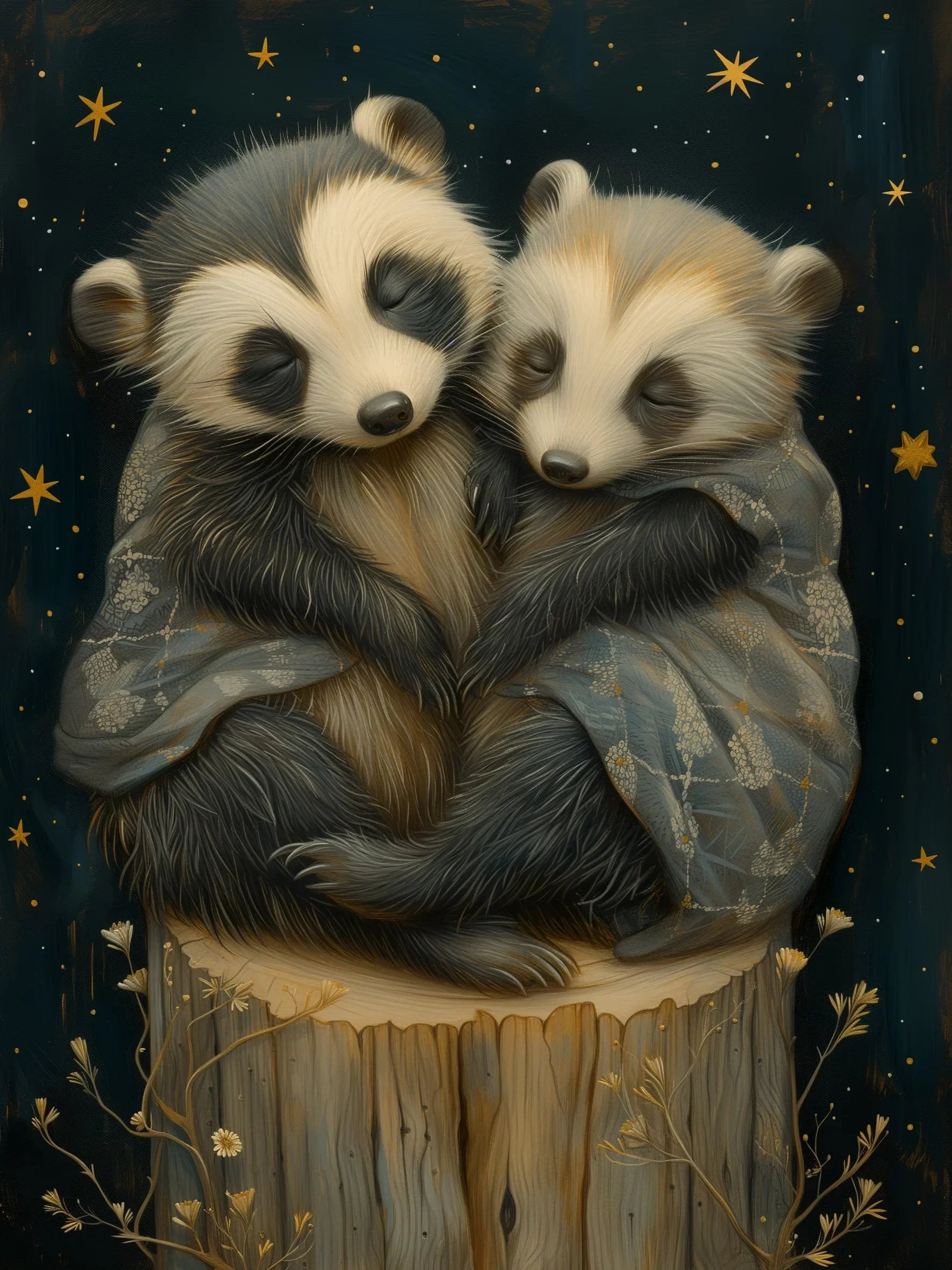 Unframed Canvas Wall Art Decor Cuddling Animals Print Poster For Living Room Bedroom Home Decoration