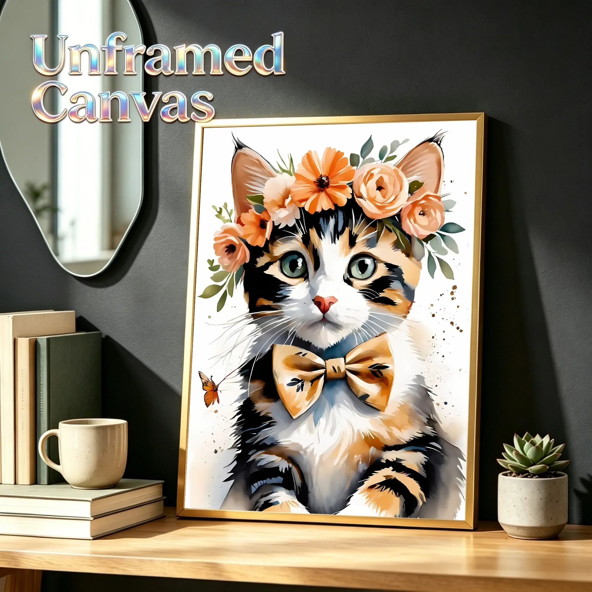 Calico Kitten Unframed Canvas Poster Wall Art Print For Home Living Room Bedroom Decor Nice Gift