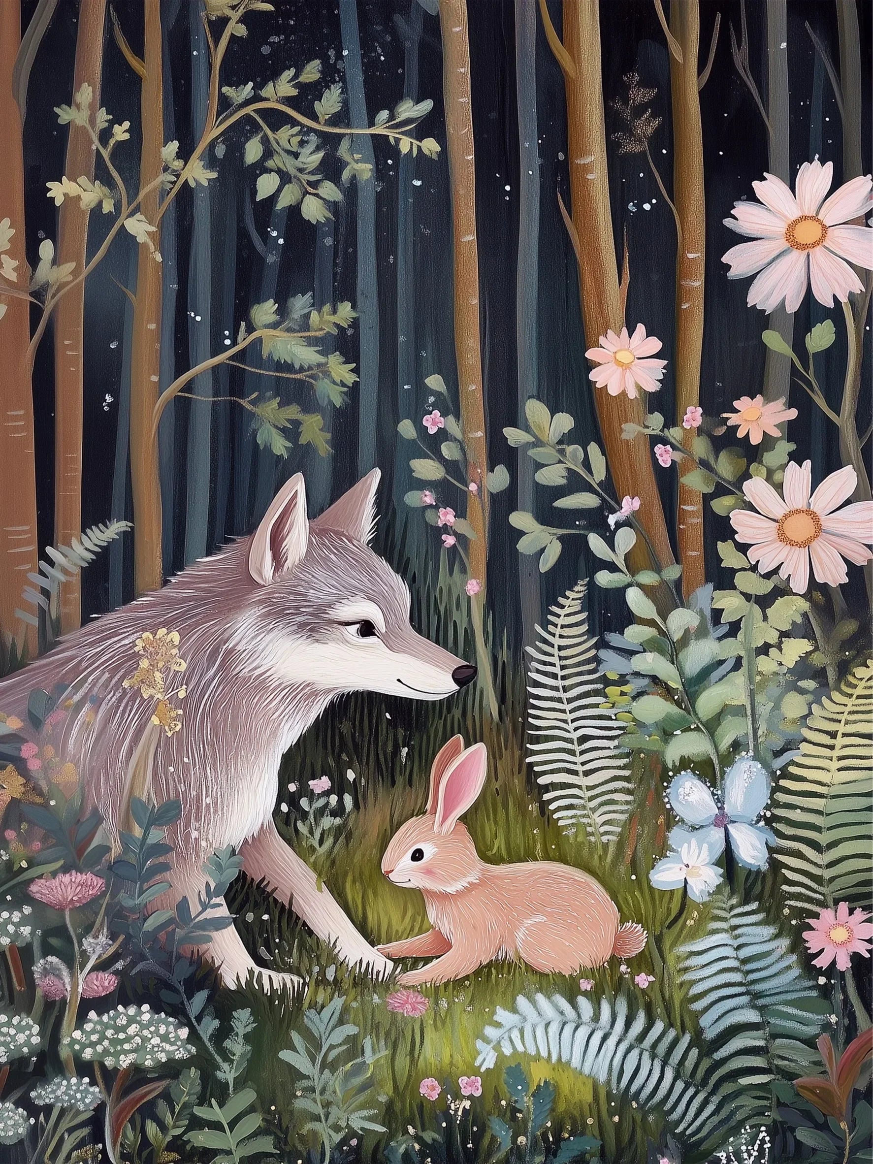Friendly Forest View Unframed Canvas Wall Art Poster Modern Home Decor for Bedroom Living Room & Ideal Gift