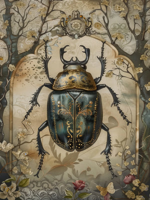 Gothic Beetle Wall Art Unframed Canvas Print Poster Fashion Home Decor for Bedroom Living Room & Special Present