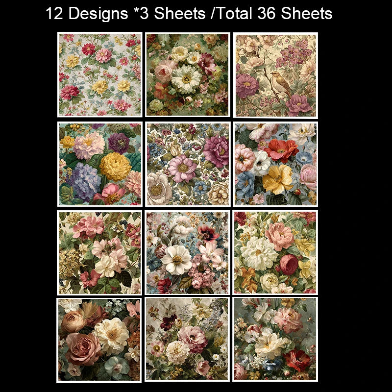 Vintage Art Craft Scrapbook Paper Pack (36 Sheets, 6x6 Inches): For Junk Journal, Planner, Card Making & DIY Decor