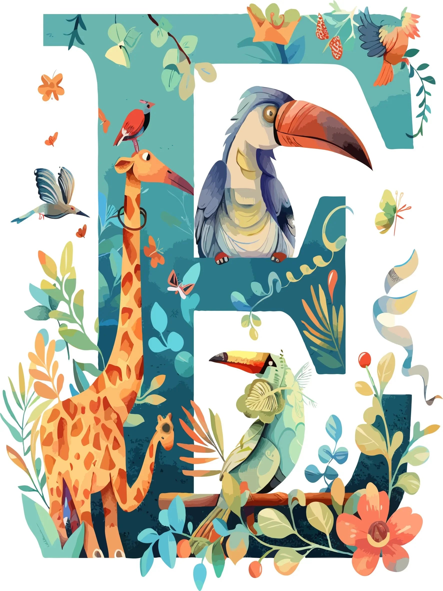 Wall Art Canvas Unframed Print Cute Animal Alphabet Poster For Home Living Room Bedroom Decoration Gifts