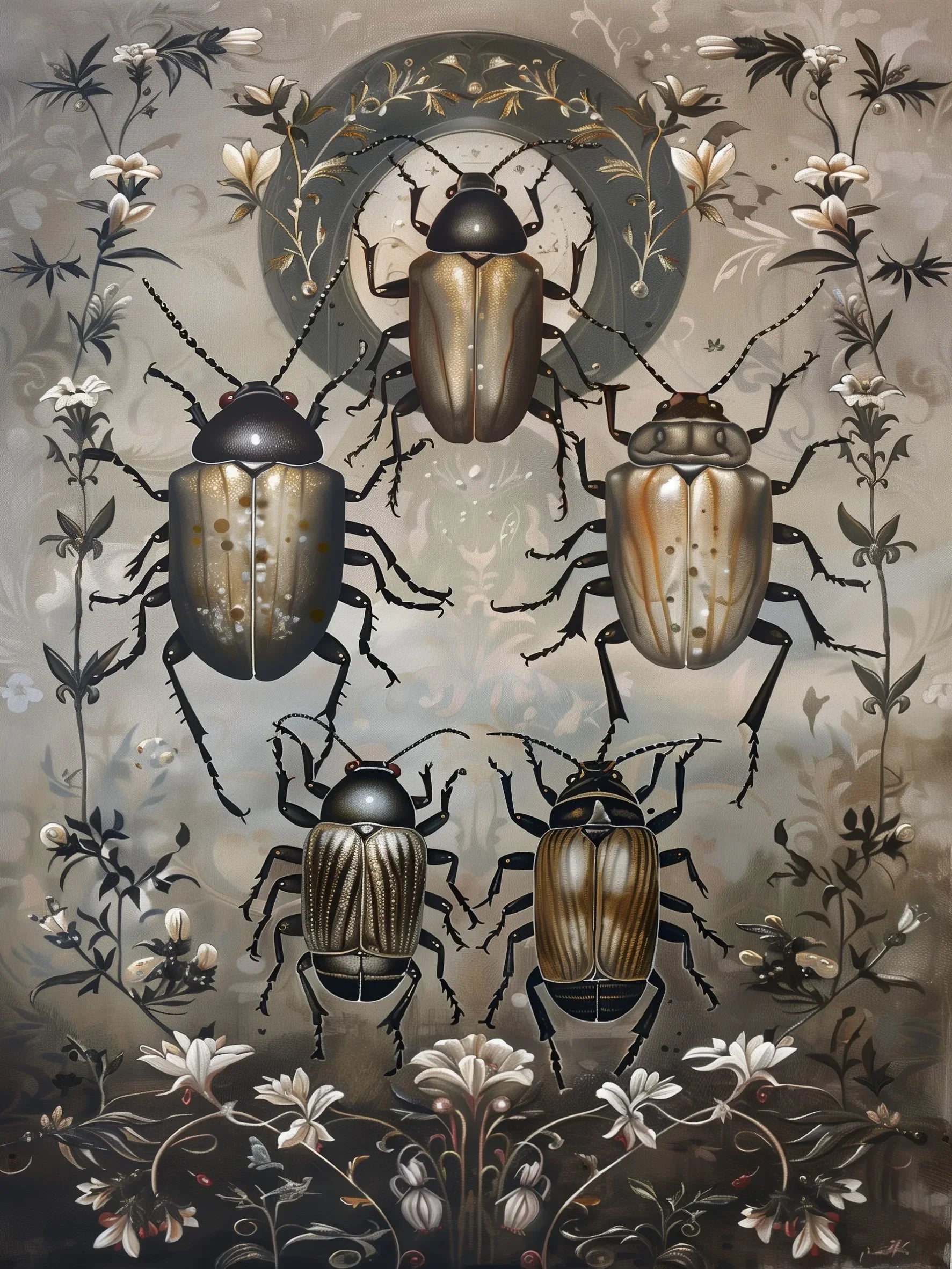 Gothic Beetle Wall Art Unframed Canvas Print Poster Fashion Home Decor for Bedroom Living Room & Special Present