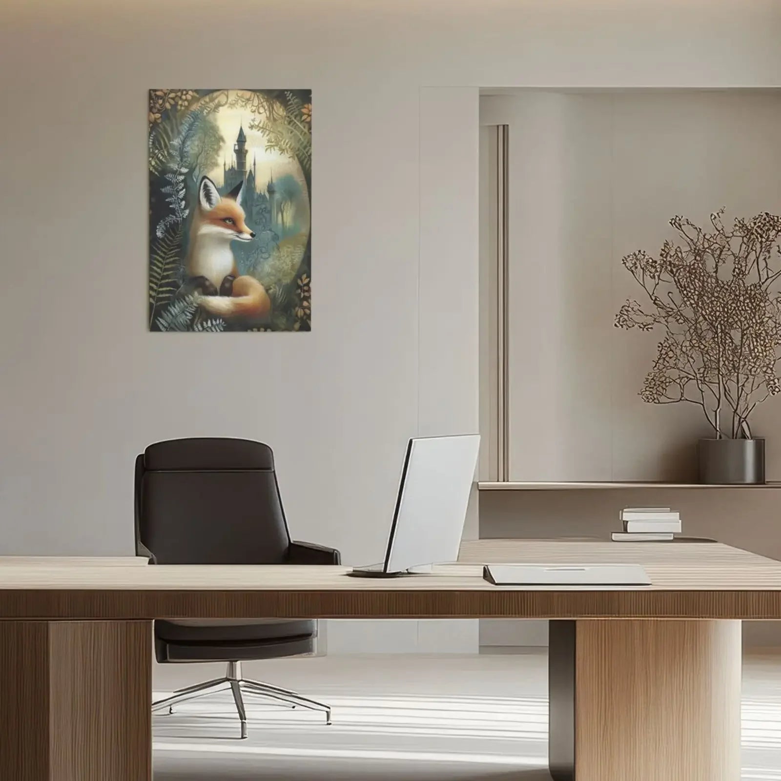 Fox & Fern Unframed Canvas Art Print Poster Warm Wall Decor for Living Room Bedroom & Beautiful Present