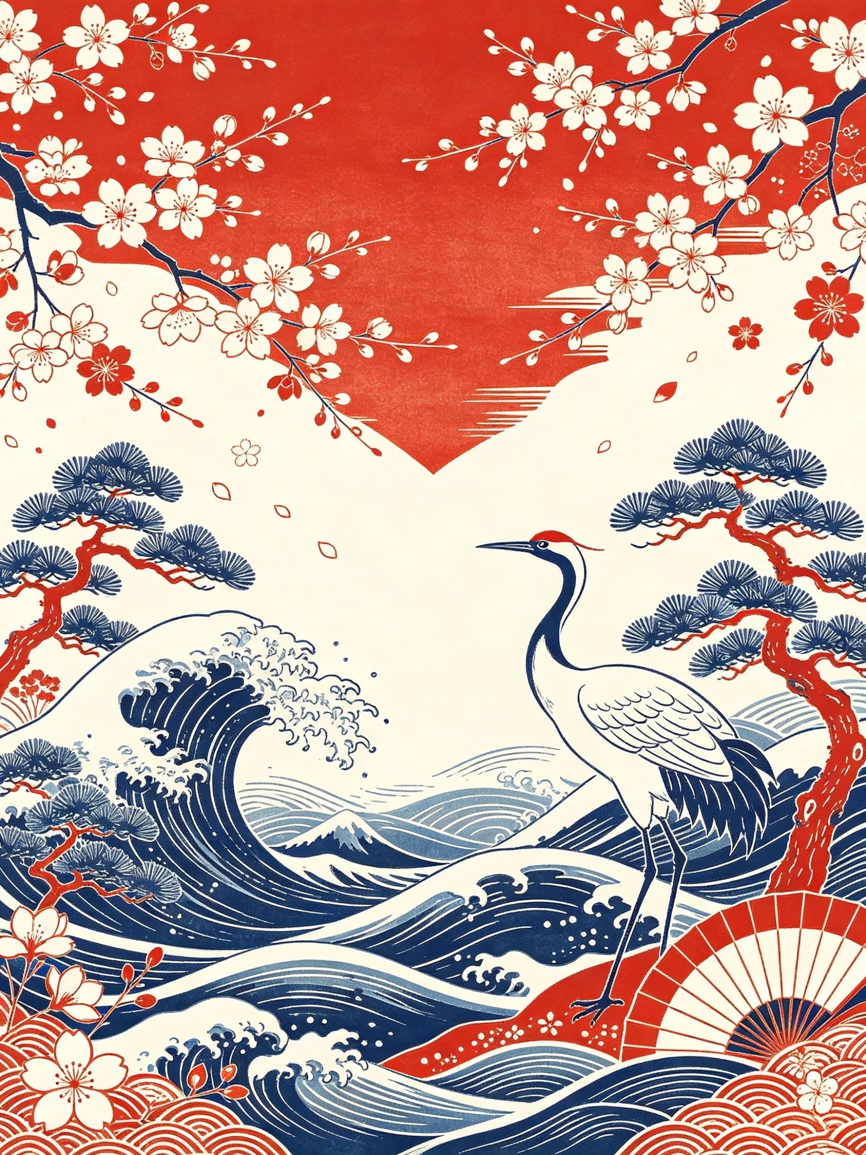 Japanese Retro Unframed Canvas Art Print Wall Poster Stylish Home Decor for Bedroom Living Room & Sweet Gift