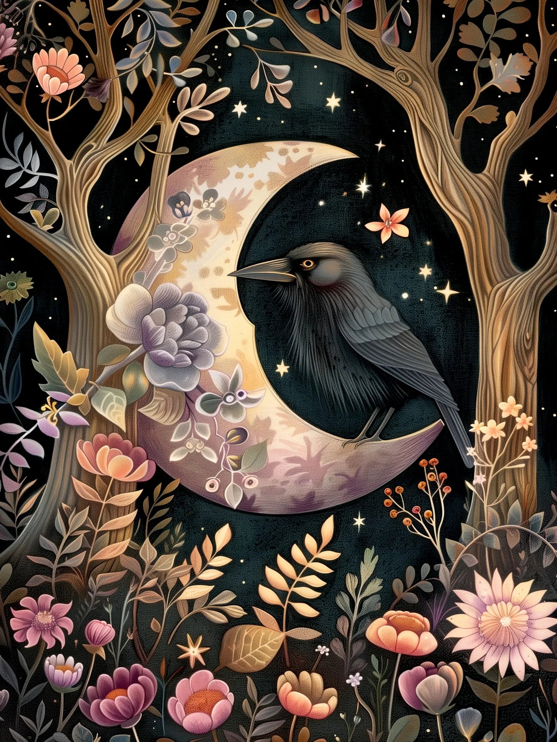 Moon Animals Unframed Canvas Art Poster Chic Wall Decor for Home Living Room Bedroom & Perfect Present