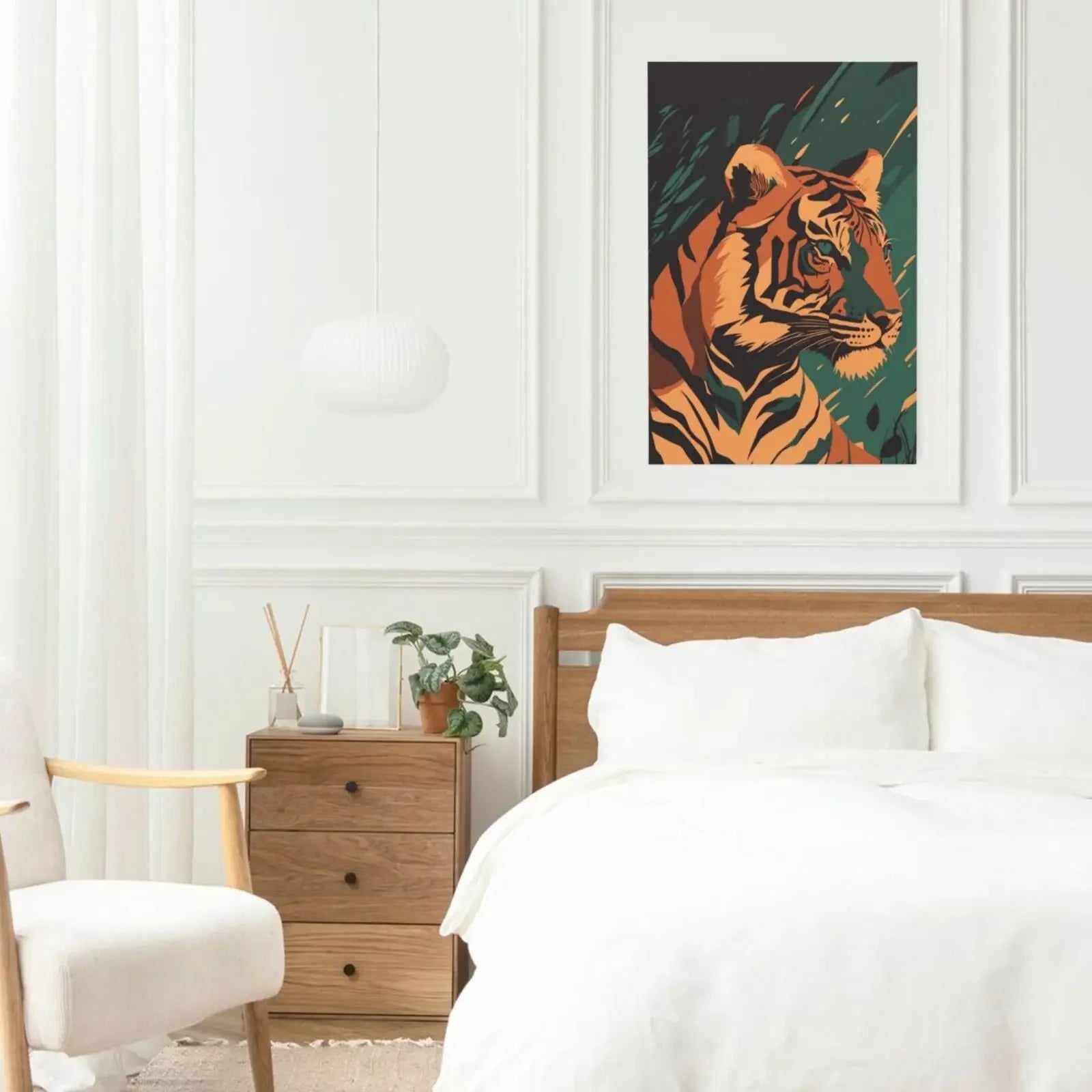 Canvas Art Tiger Illustration Art Print Unframed Wall Poster Home Decoration for Bedroom Living Room & Great Present