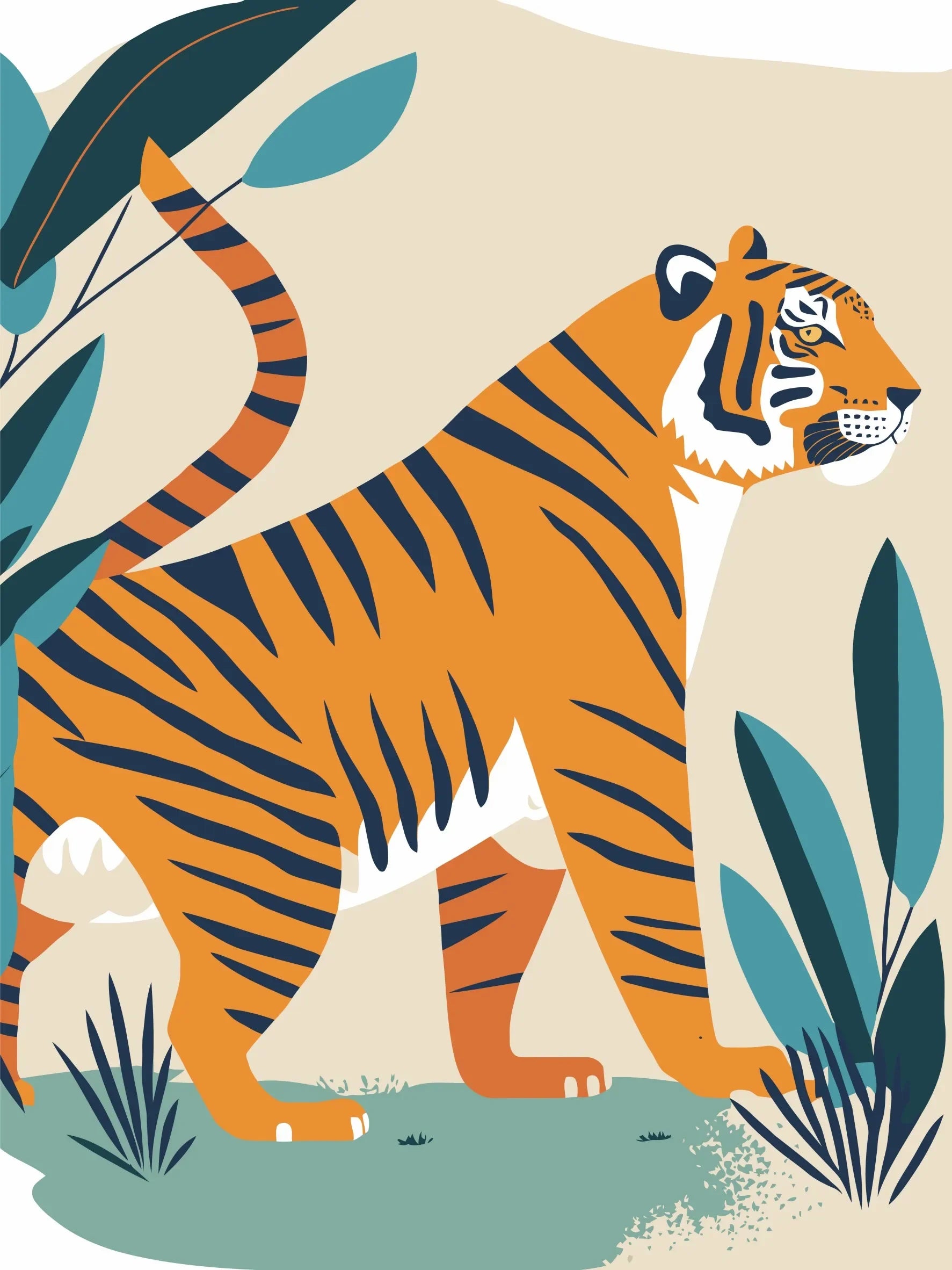 Canvas Art Tiger Illustration Art Print Unframed Wall Poster Home Decoration for Bedroom Living Room & Great Present