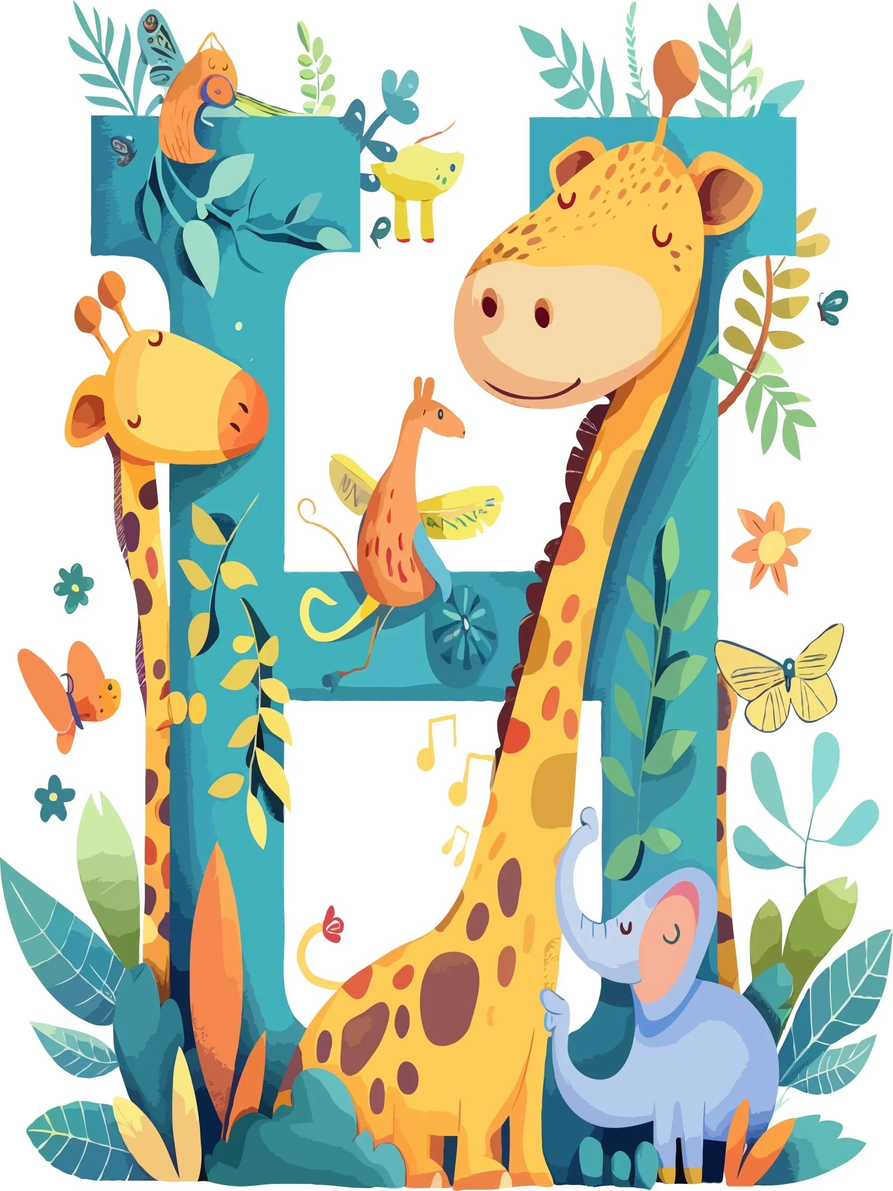 Wall Art Canvas Unframed Print Cute Animal Alphabet Poster For Home Living Room Bedroom Decoration Gifts