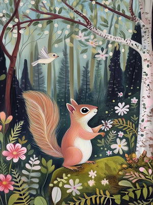 Friendly Forest View Unframed Canvas Wall Art Poster Modern Home Decor for Bedroom Living Room & Ideal Gift