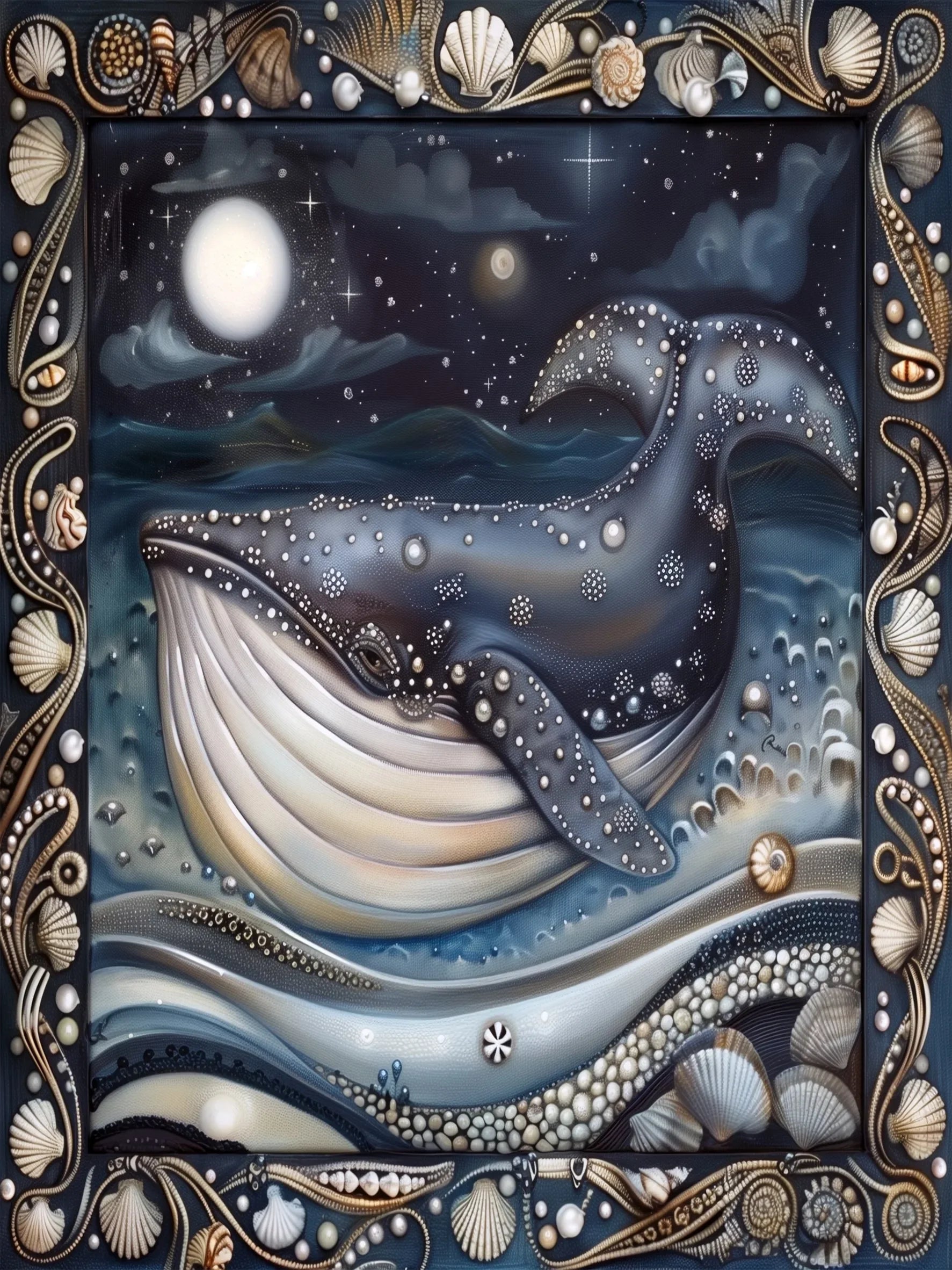 Unframed Canvas Magic Ocean Whales Print Art Poster Modern Wall Decor for Living Room Bedroom Home Decoration & Ideal Gift