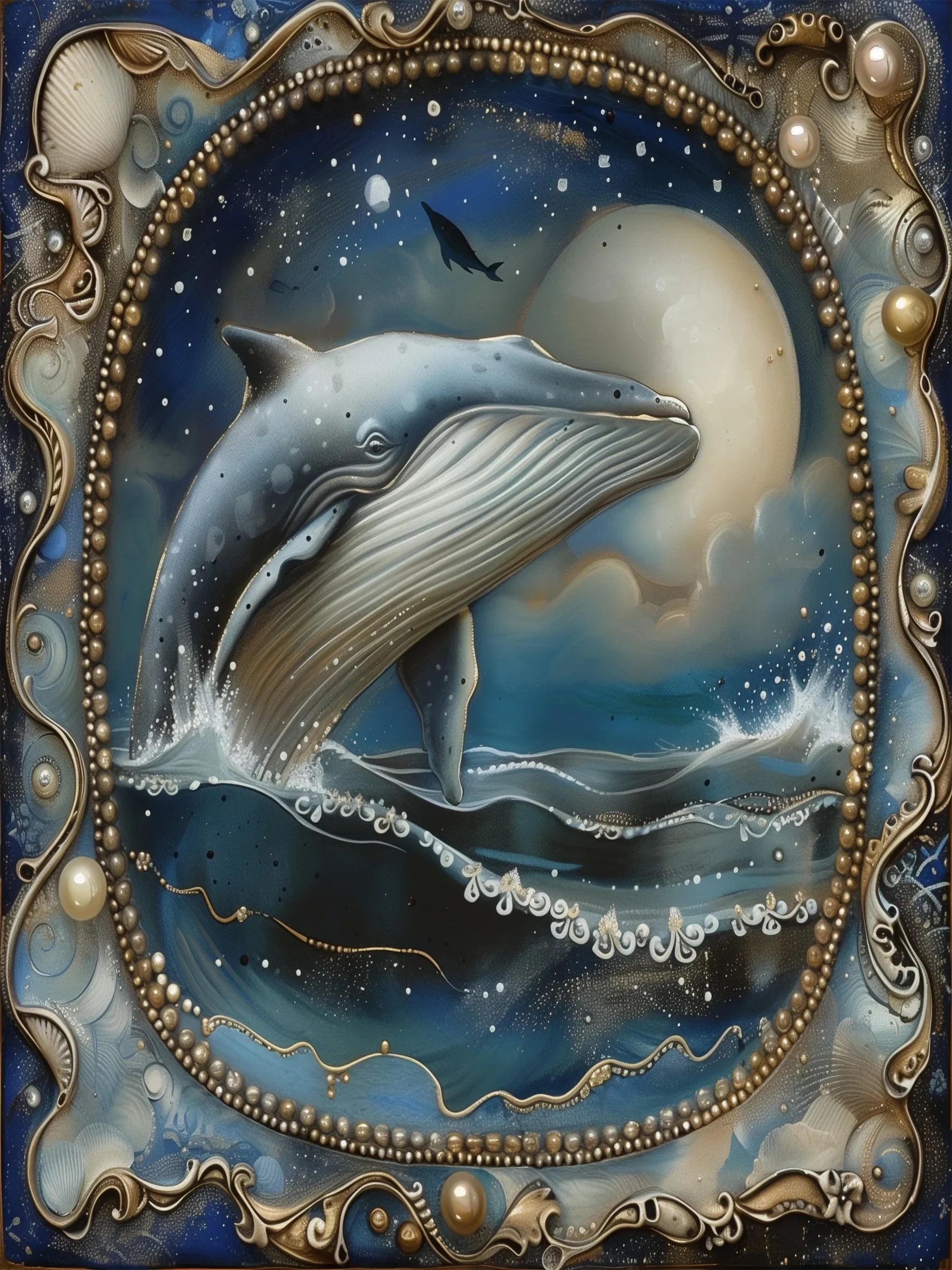 Unframed Canvas Magic Ocean Whales Print Art Poster Modern Wall Decor for Living Room Bedroom Home Decoration & Ideal Gift