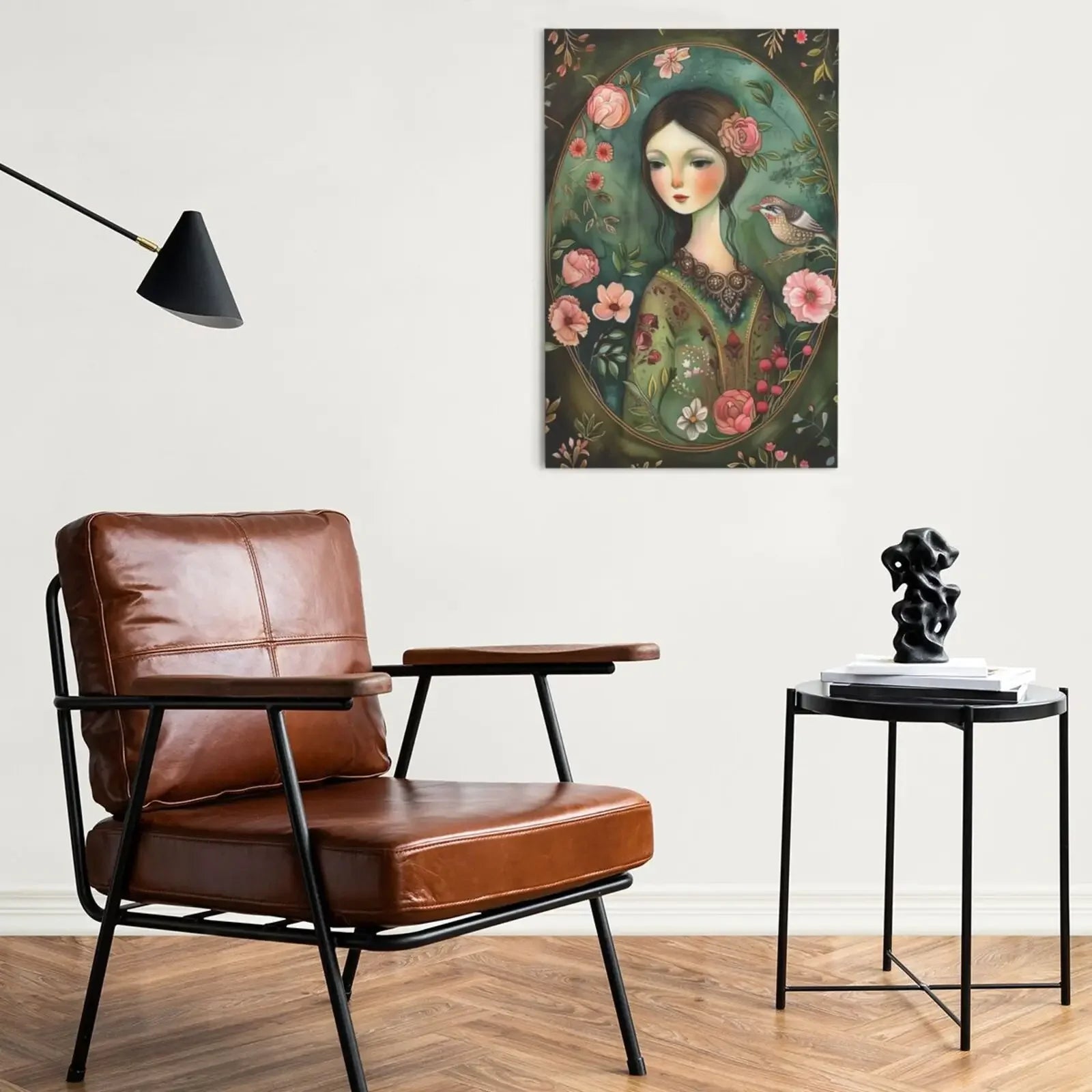Unframed Canvas Floral Lady Art Print Poster Wall Art for Home Living Room Bedroom Decor & Perfect Present