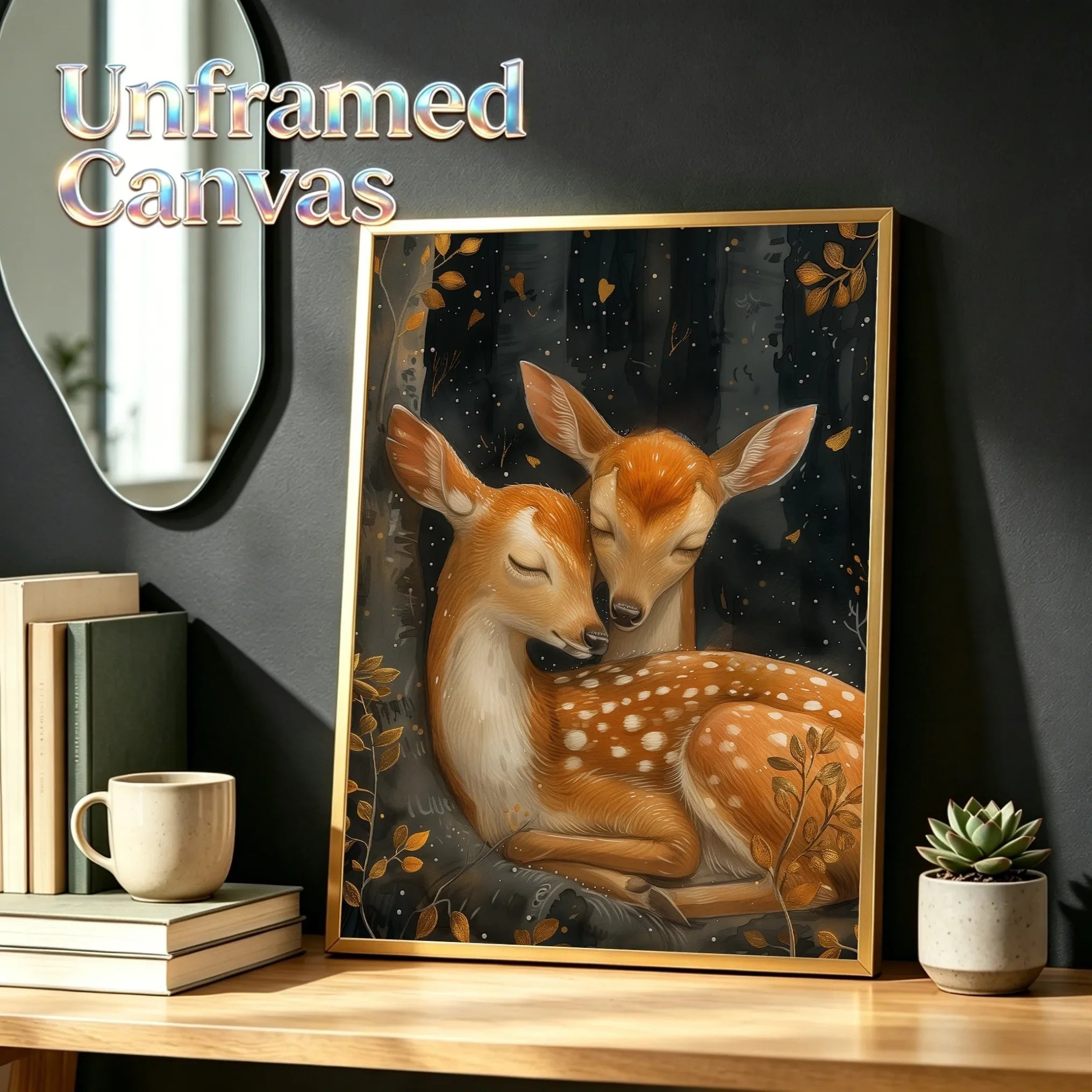 Unframed Canvas Wall Art Decor Cuddling Animals Print Poster For Living Room Bedroom Home Decoration