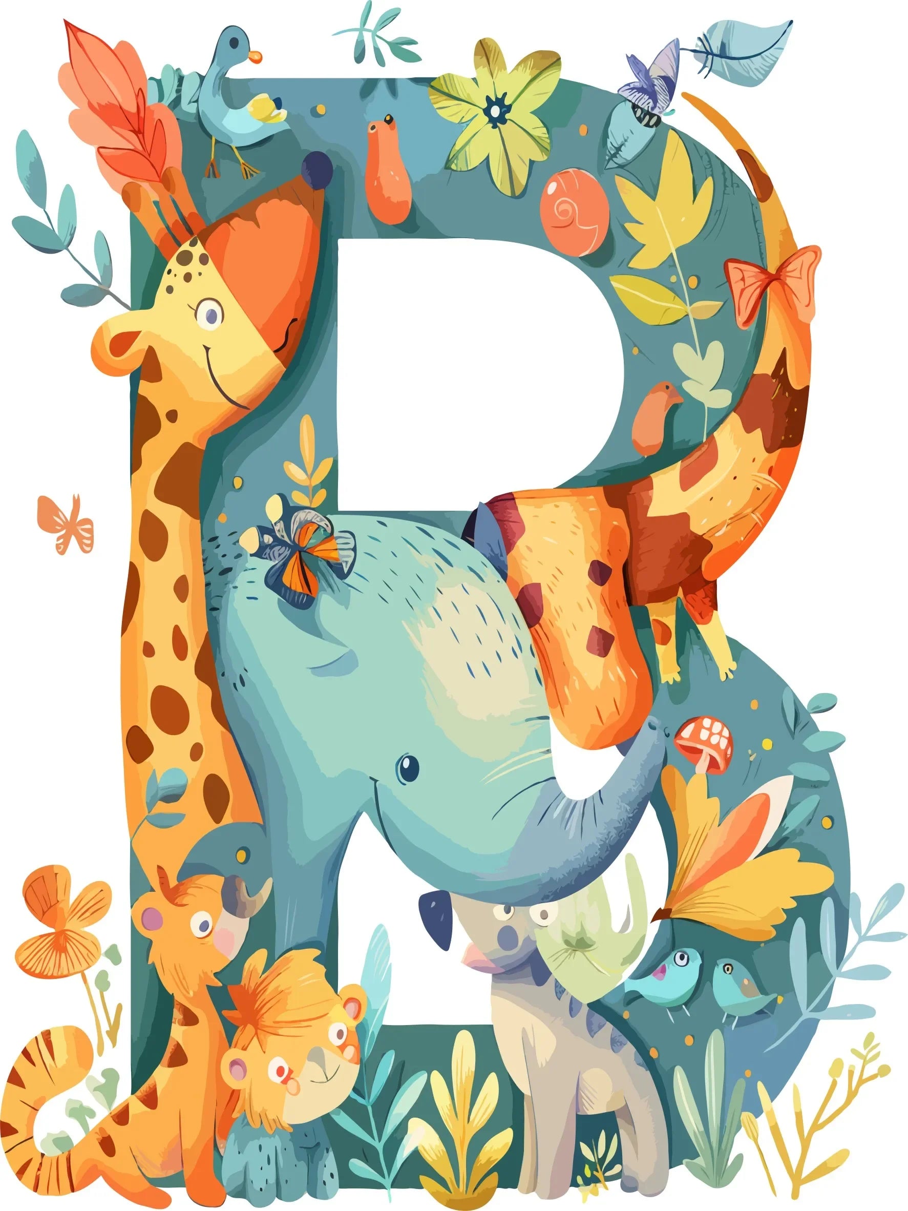 Wall Art Canvas Unframed Print Cute Animal Alphabet Poster For Home Living Room Bedroom Decoration Gifts