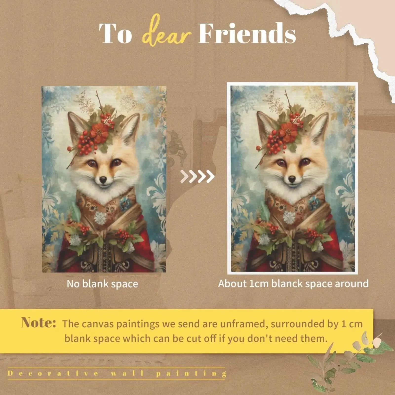Wall Art Print Poster Unframed Canvas Christmas Animals For Home Bedroom Living Room Decor Gift Idea