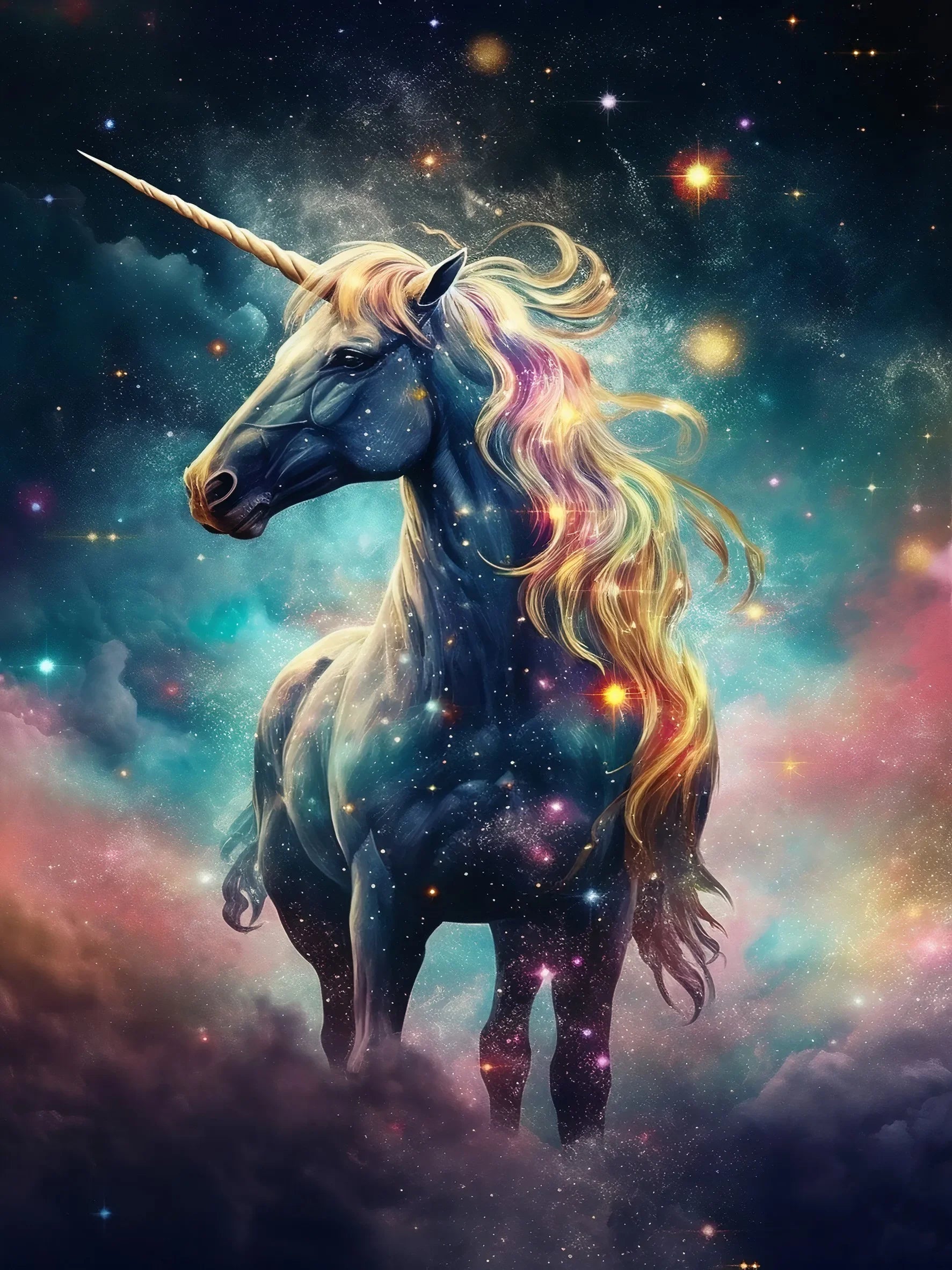 Unframed Canvas Wall Art Poster Print Fantasy Unicorns For Home Bedroom Living Room Decoration Gift Idea