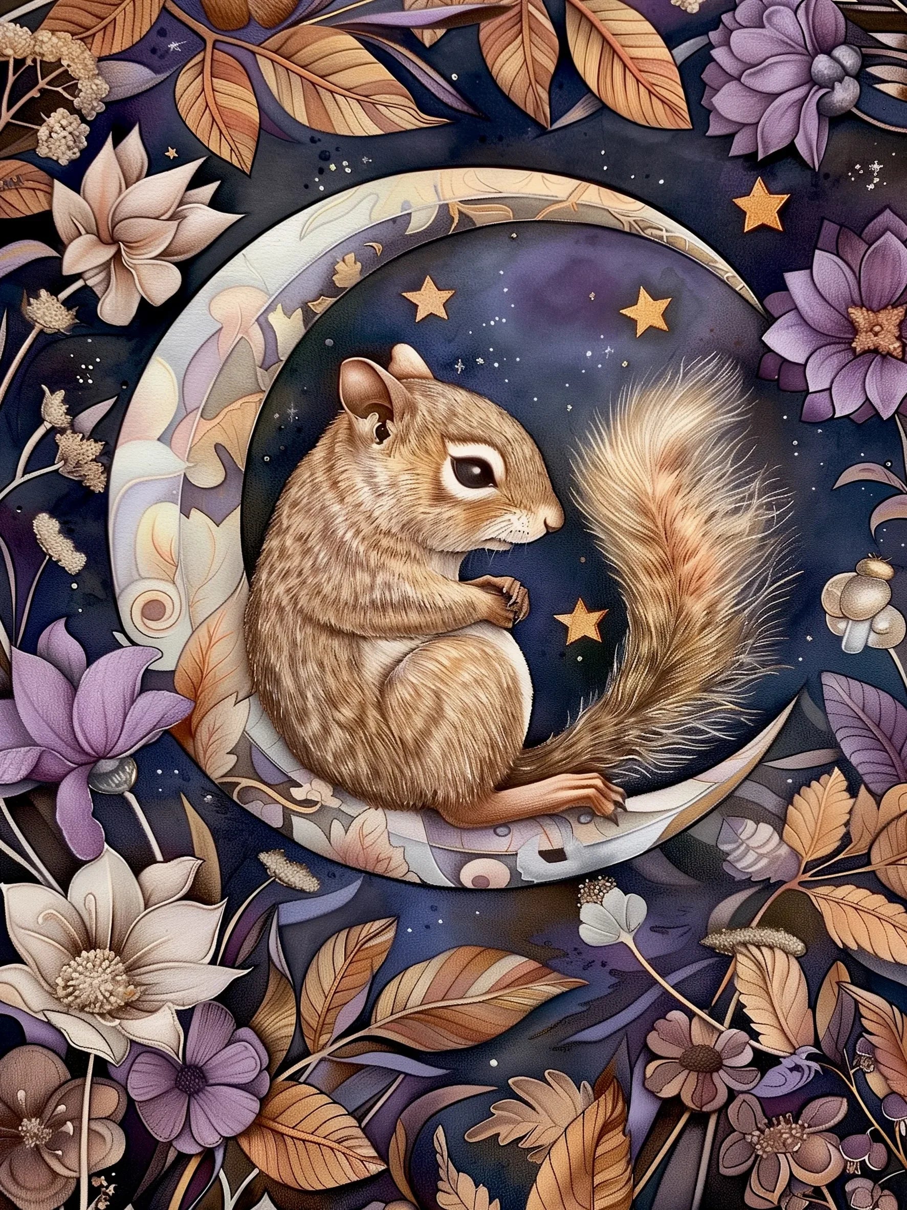 Moon Animals Unframed Canvas Art Poster Chic Wall Decor for Home Living Room Bedroom & Perfect Present