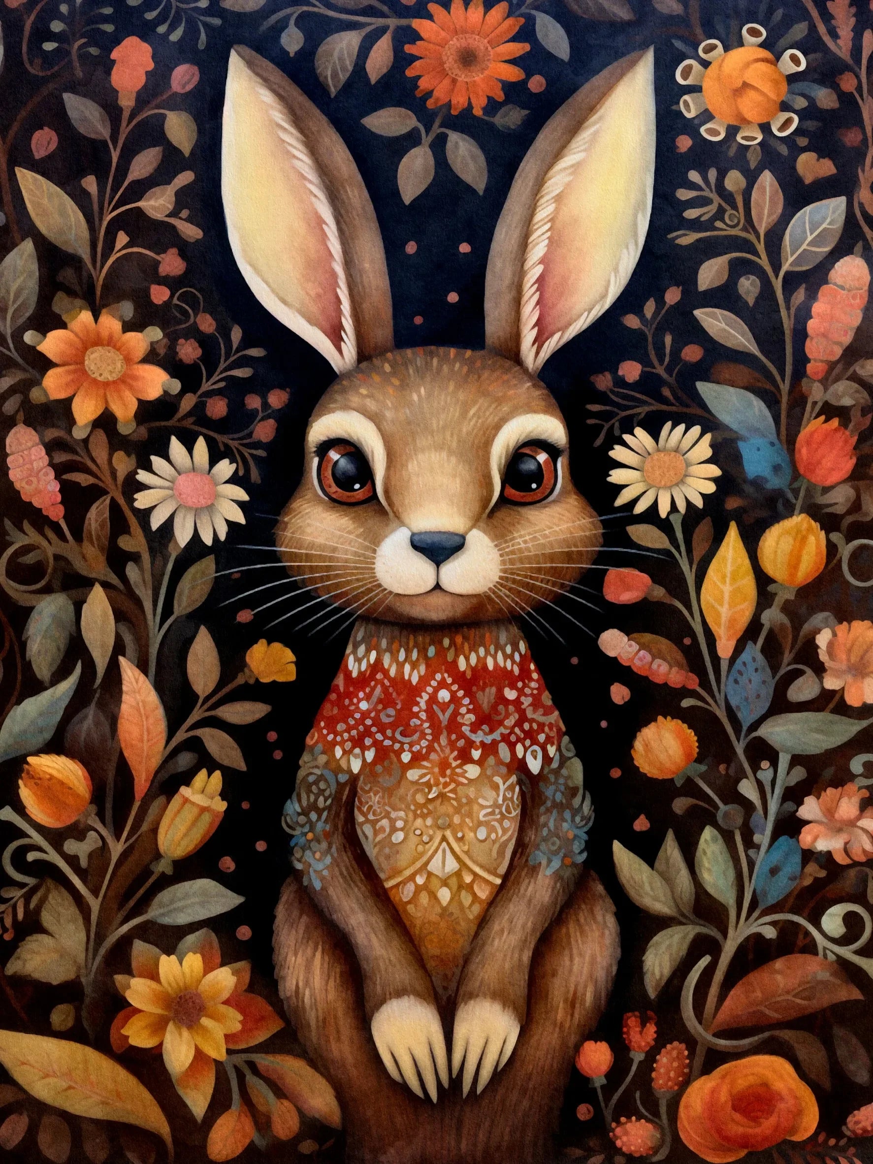 Retro Woodland Folk Unframed Canvas Print Wall Art Poster Home Decor for Living Room Bedroom Gifts